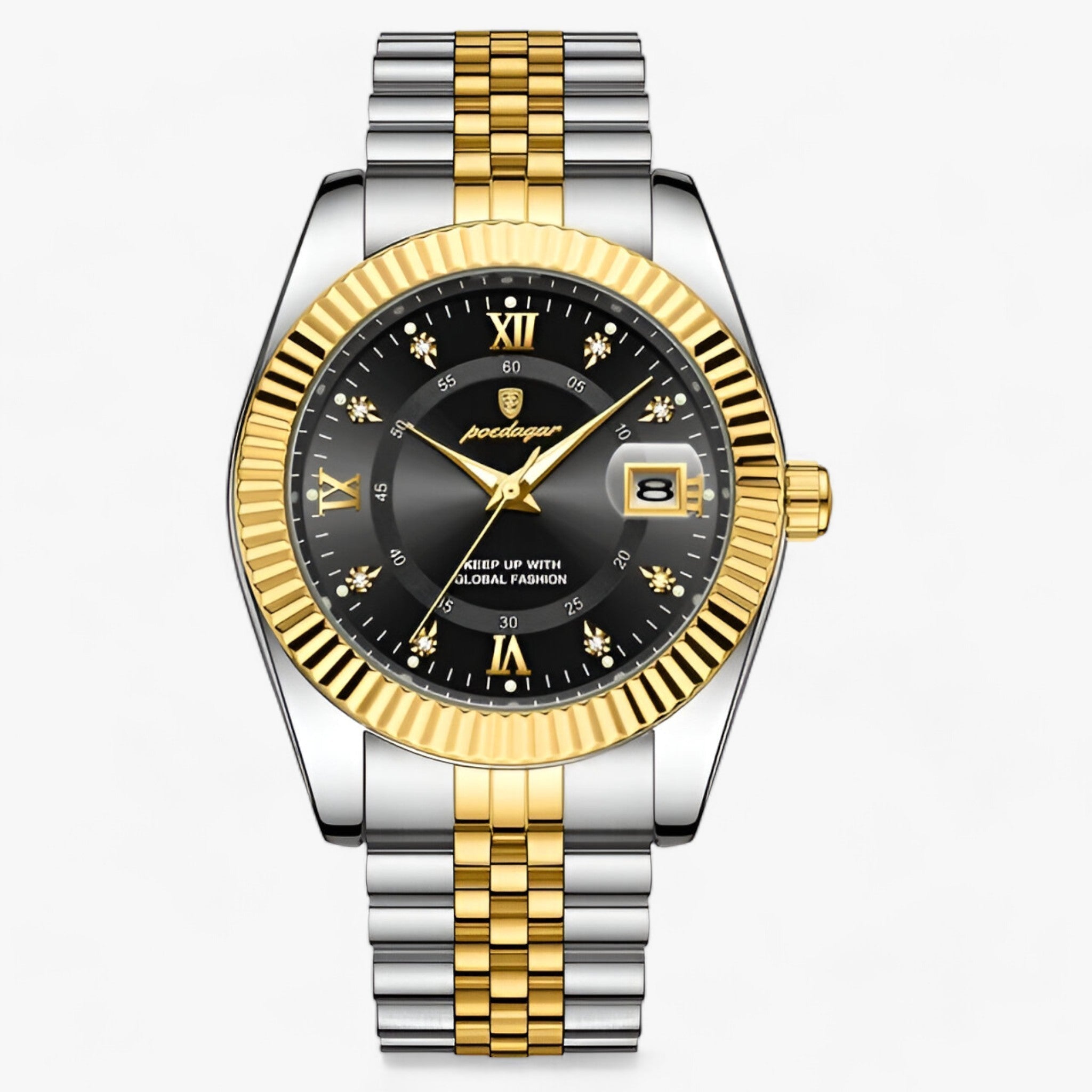 Everest | Elegant quartz-ur i rustfrit stål til mænd - Guld Sort - watches - {{ product_tags }