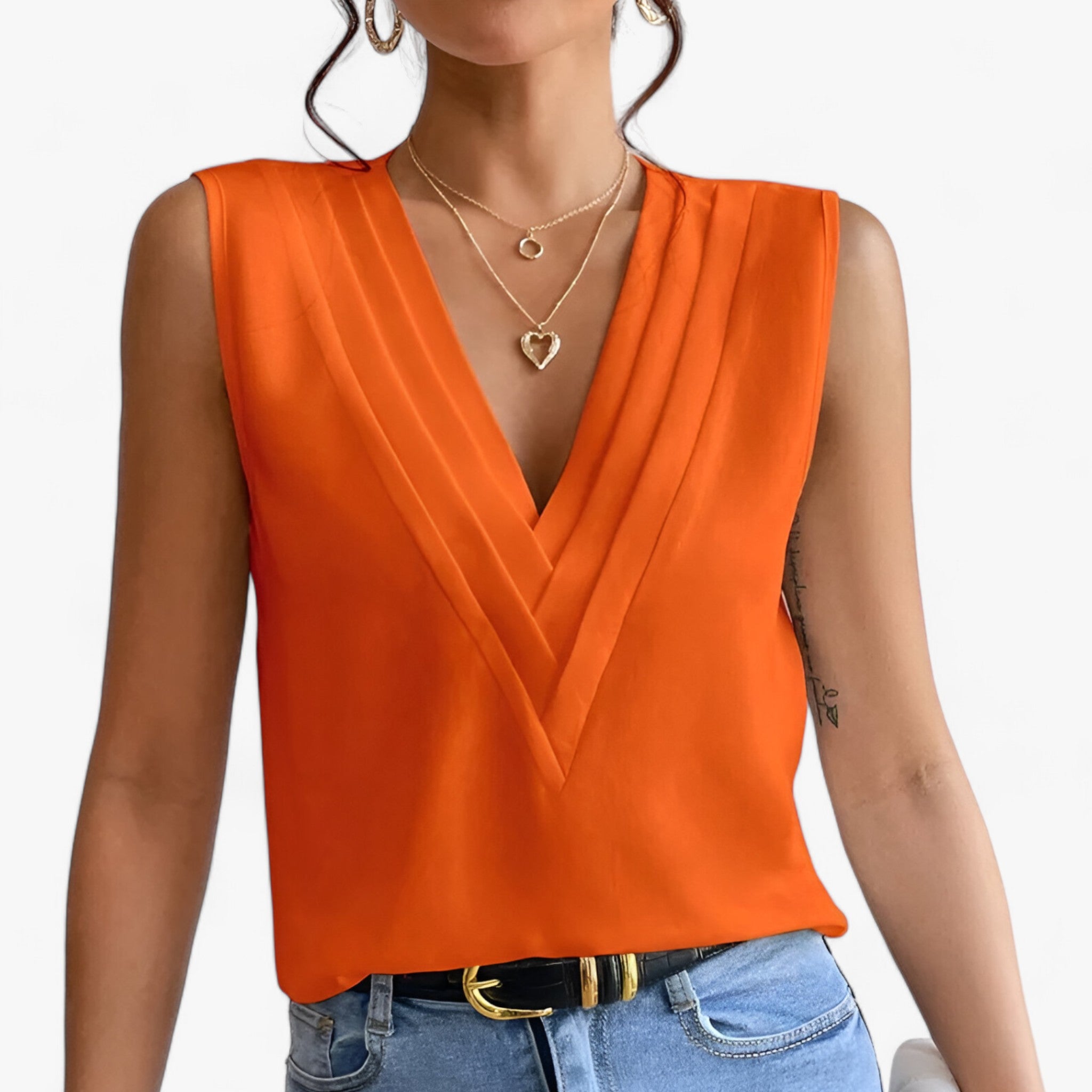 Lieselotte | Ærmeløs Bluse - Til en komfortabel og afslappet stil - Orange - women's fashion - {{ product_tags }