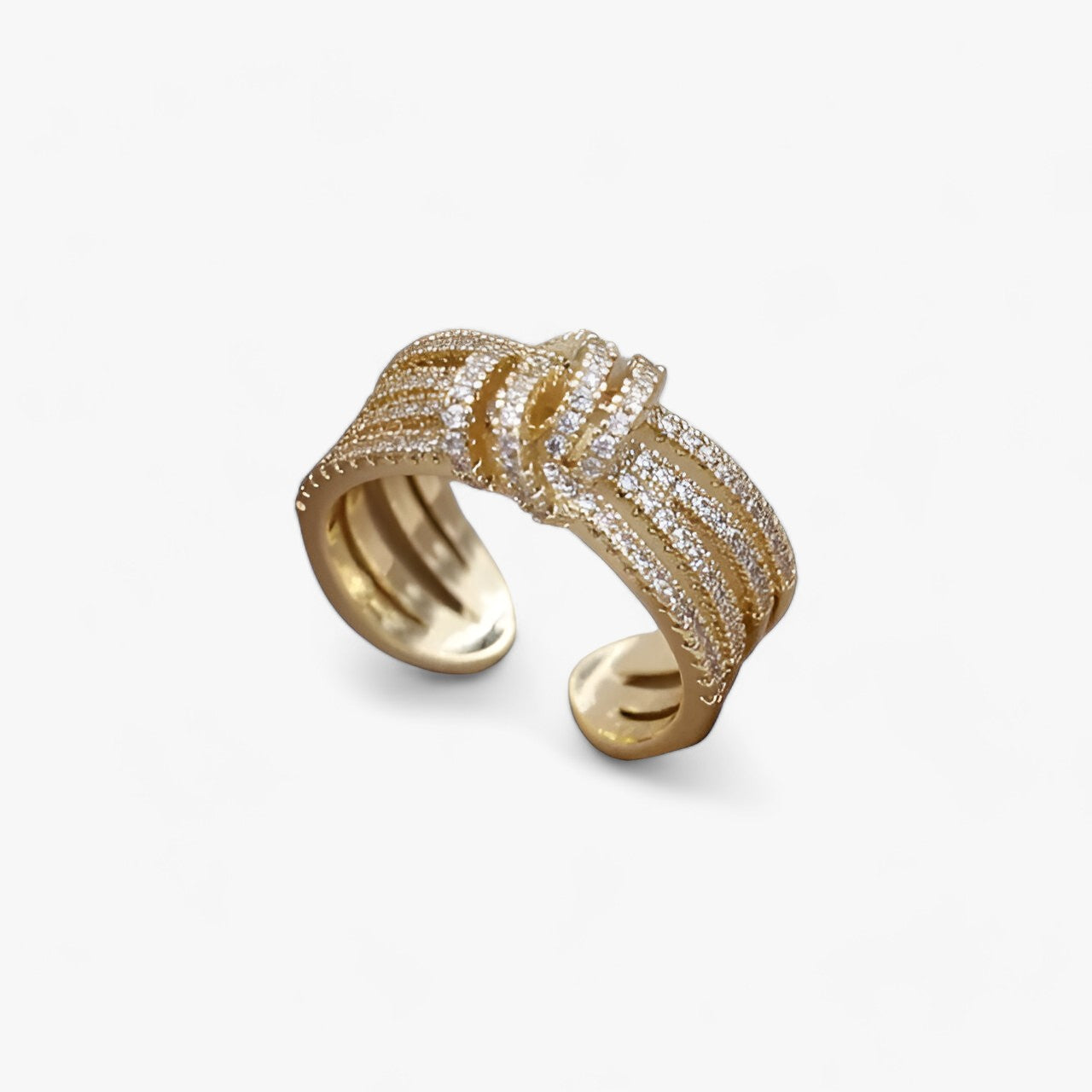 Evelyn | 14K Guldplateret Zirkonia Ring - Elegant Åbent Design - Tilpasselig Guld - women's fashion - {{ product_tags }