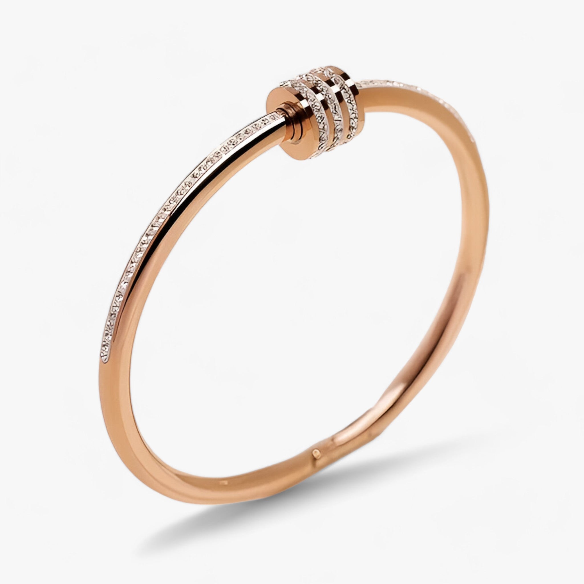 MOONLIGHT - Rustfrit stål zircon skruvarmbånd - Luksuriøst og holdbart smykke - Roséguld 56-58mm - women's fashion - {{ product_tags }