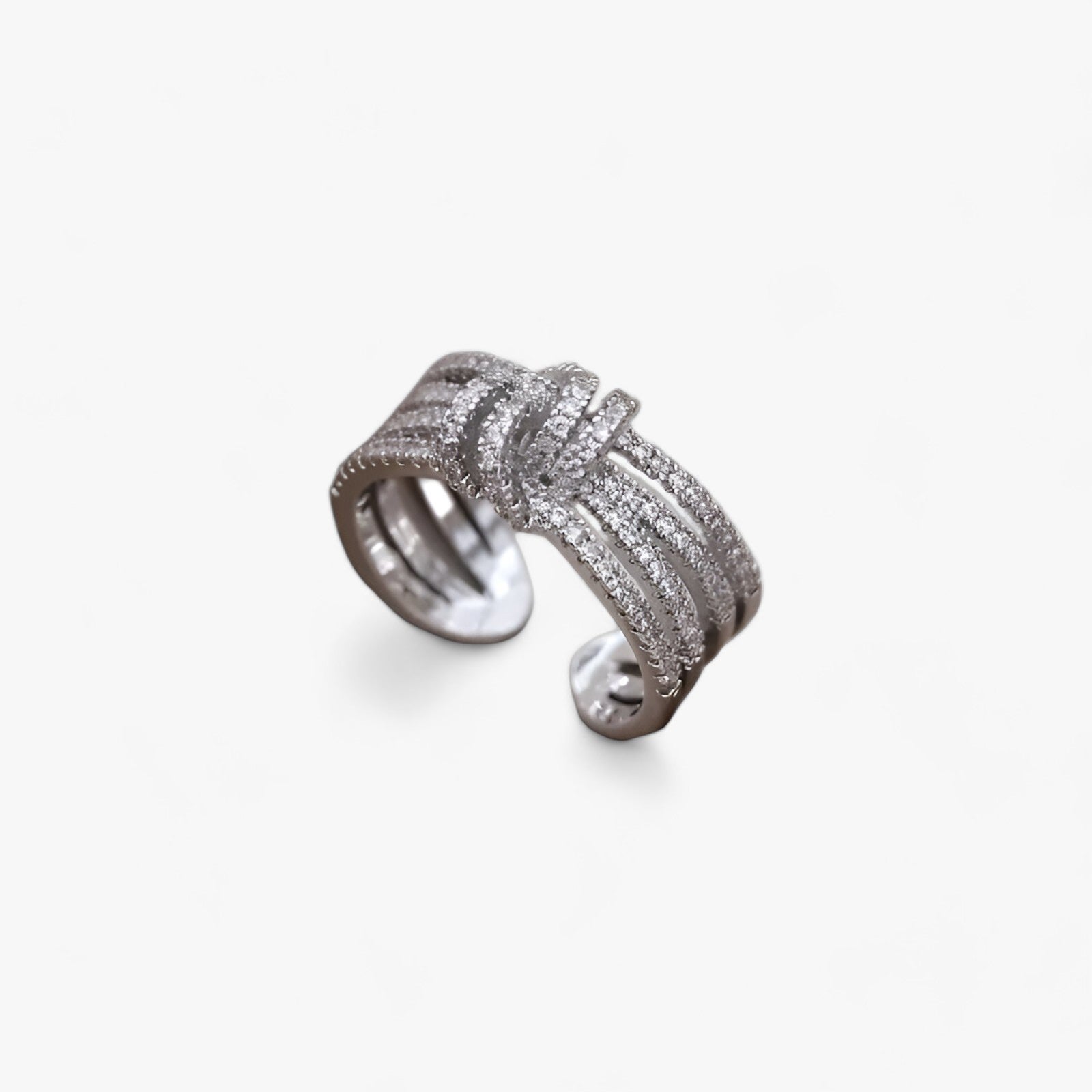 Evelyn | 14K Guldplateret Zirkonia Ring - Elegant Åbent Design - Tilpasselig Sølv - women's fashion - {{ product_tags }
