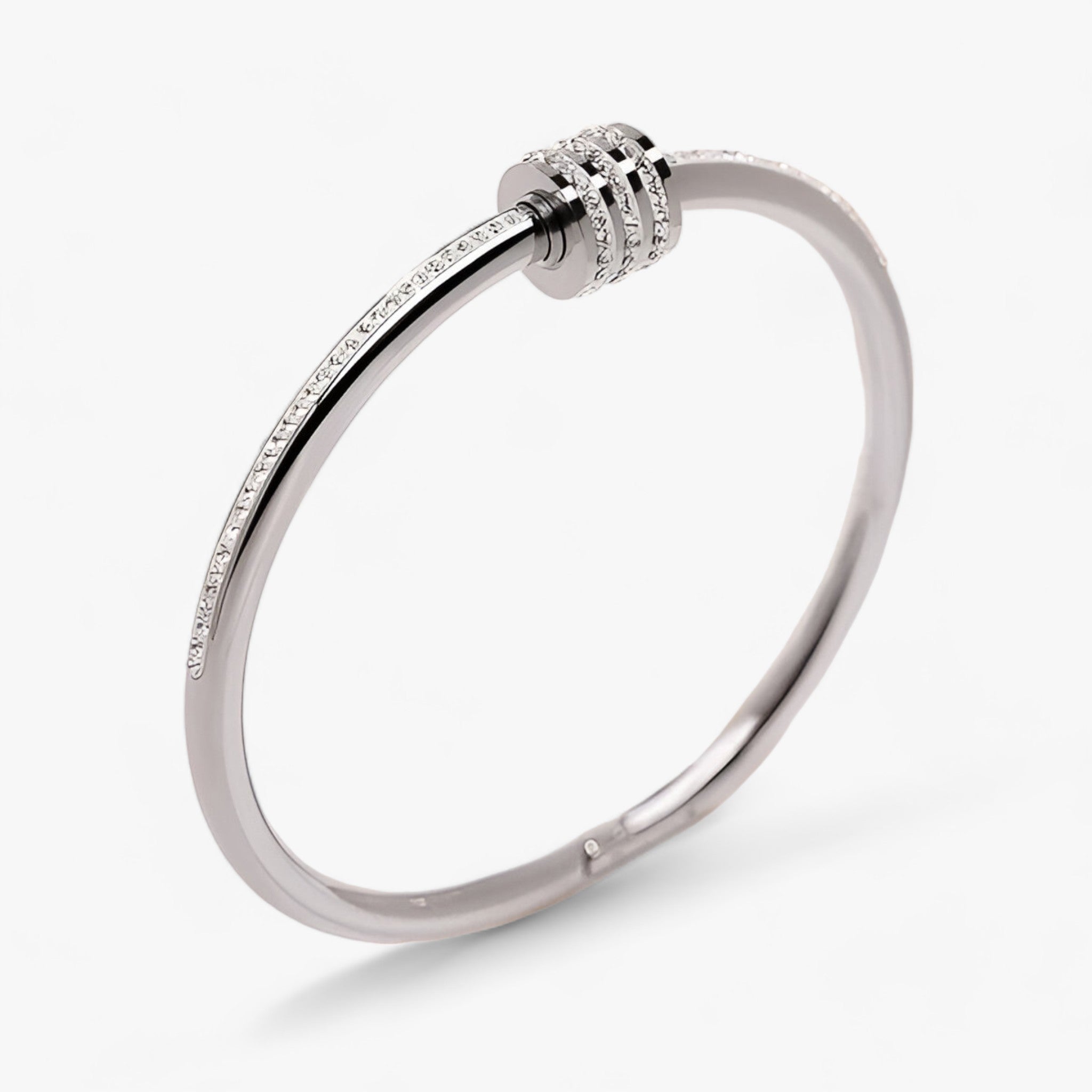 MOONLIGHT - Rustfrit stål zircon skruvarmbånd - Luksuriøst og holdbart smykke - Sølv 56-58mm - women's fashion - {{ product_tags }