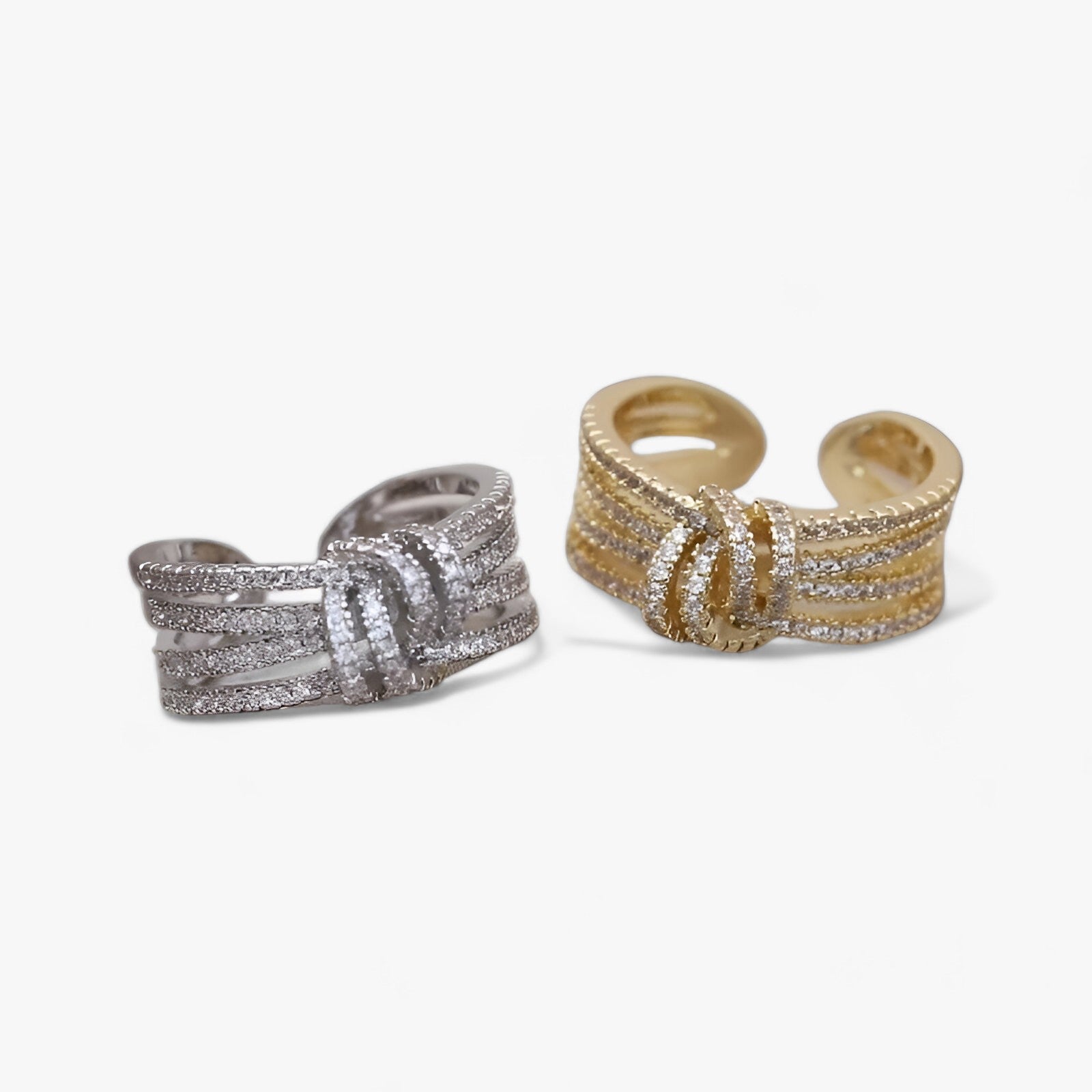 Evelyn | 14K Guldplateret Zirkonia Ring - Elegant Åbent Design - - women's fashion - {{ product_tags }