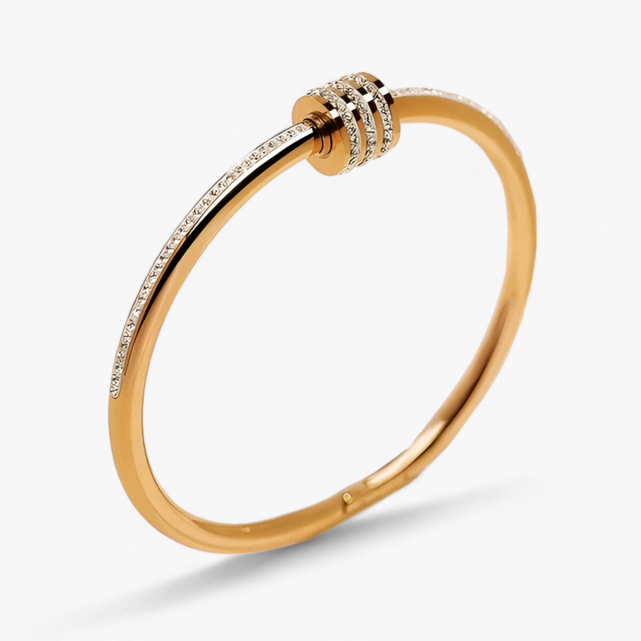 MOONLIGHT - Rustfrit stål zircon skruvarmbånd - Luksuriøst og holdbart smykke - Guld 56-58mm - women's fashion - {{ product_tags }