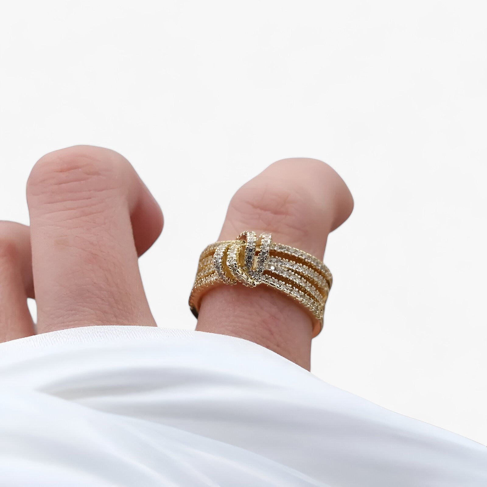 Evelyn | 14K Guldplateret Zirkonia Ring - Elegant Åbent Design - - women's fashion - {{ product_tags }