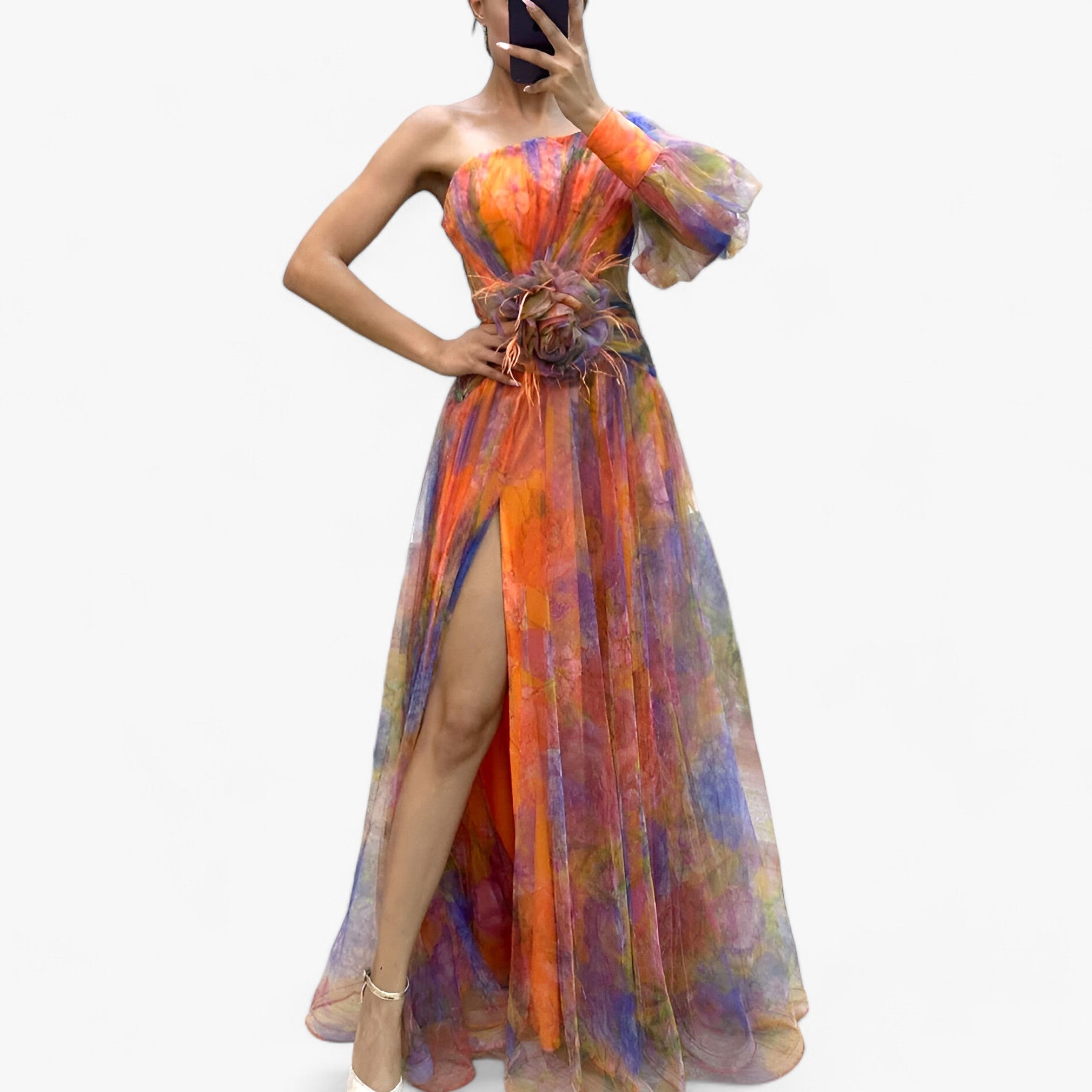 ELINE | Langærmet kjole - Stilren elegance til enhver lejlighed - Orange - women's fashion - {{ product_tags }