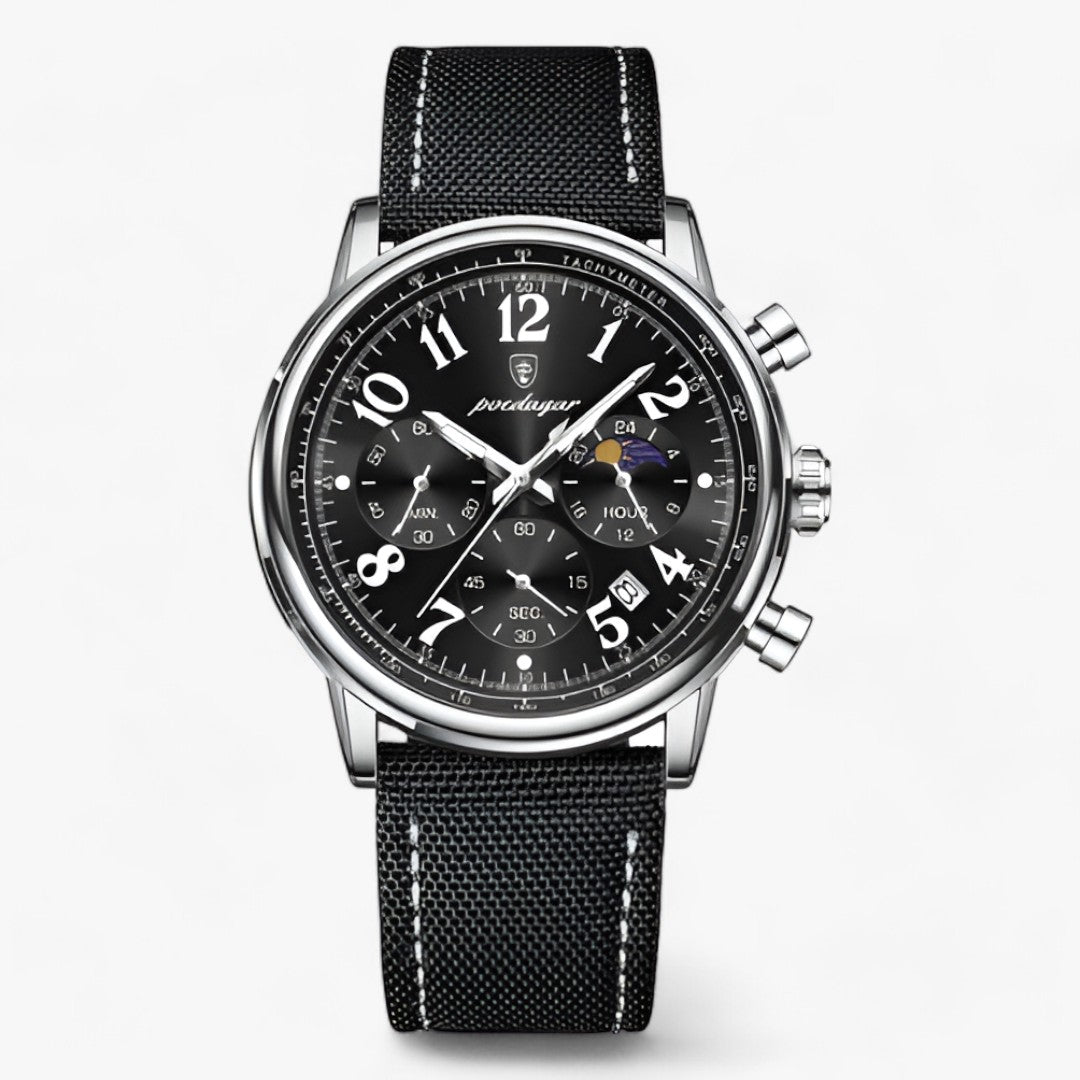 POEDAGAR | Luksuriøs Militær-Sportur - Vandtæt & Luminøs - Sølv Sort - watches - {{ product_tags }