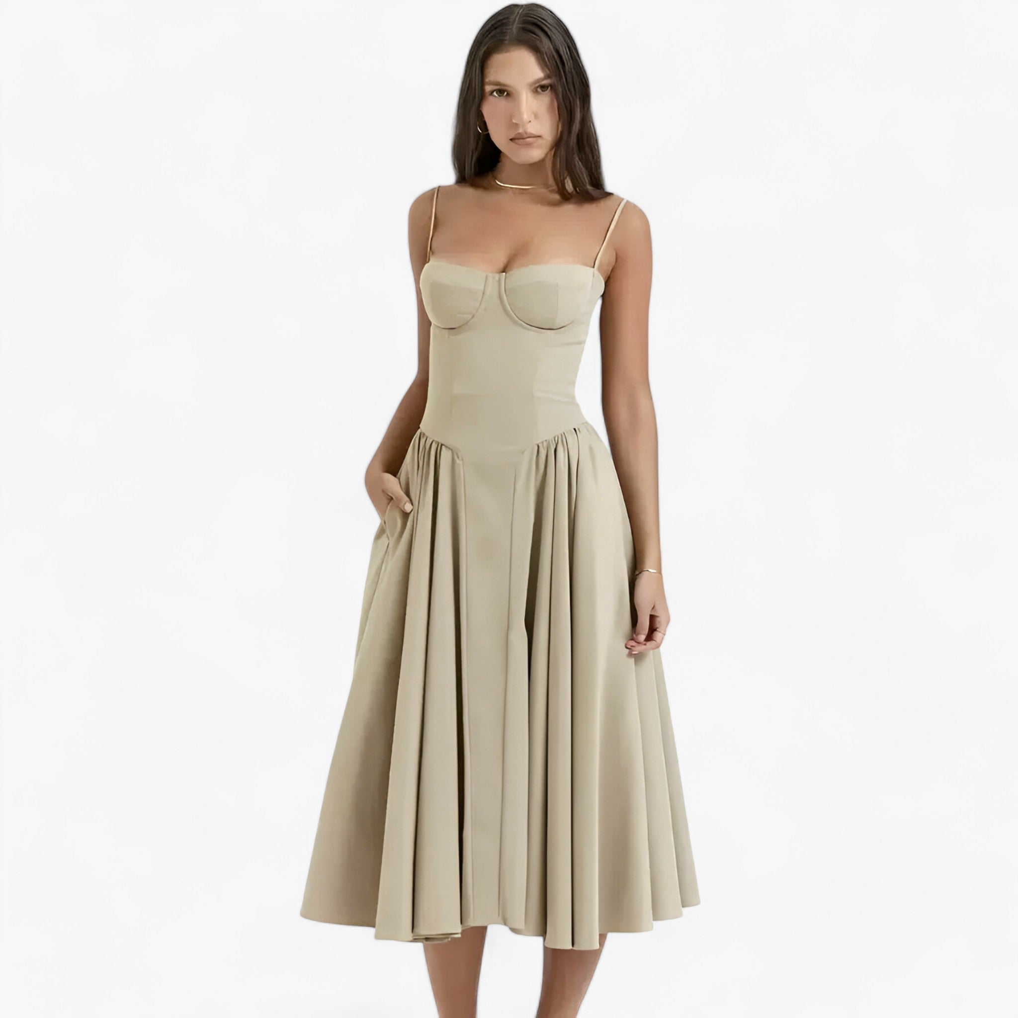 Solana | Korsetkjole - Tidsløs Elegance - Khaki - women's fashion - {{ product_tags }