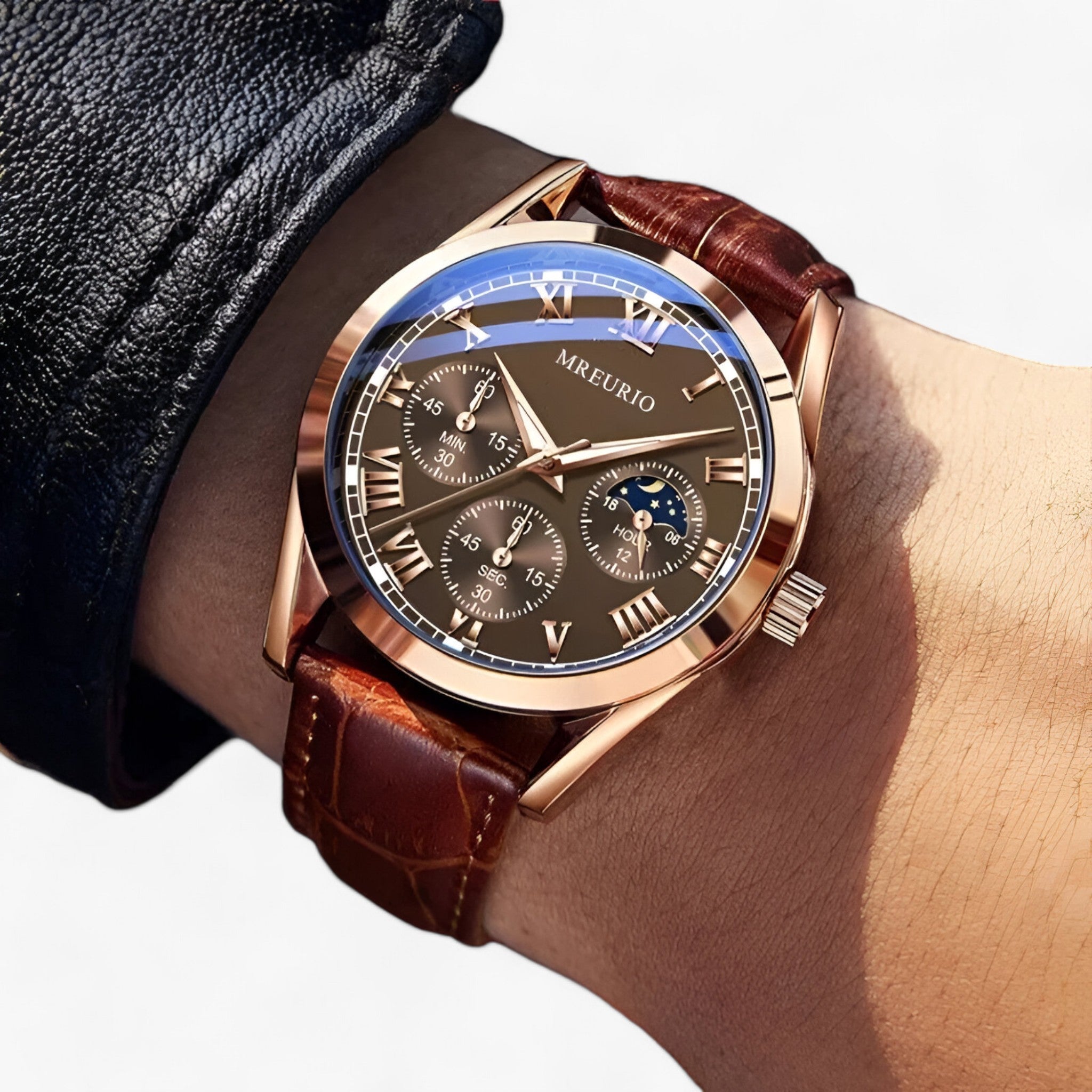 AURELIUS | Herreur - Luksuriøst læderarmbånd forretningsur - - watches - {{ product_tags }