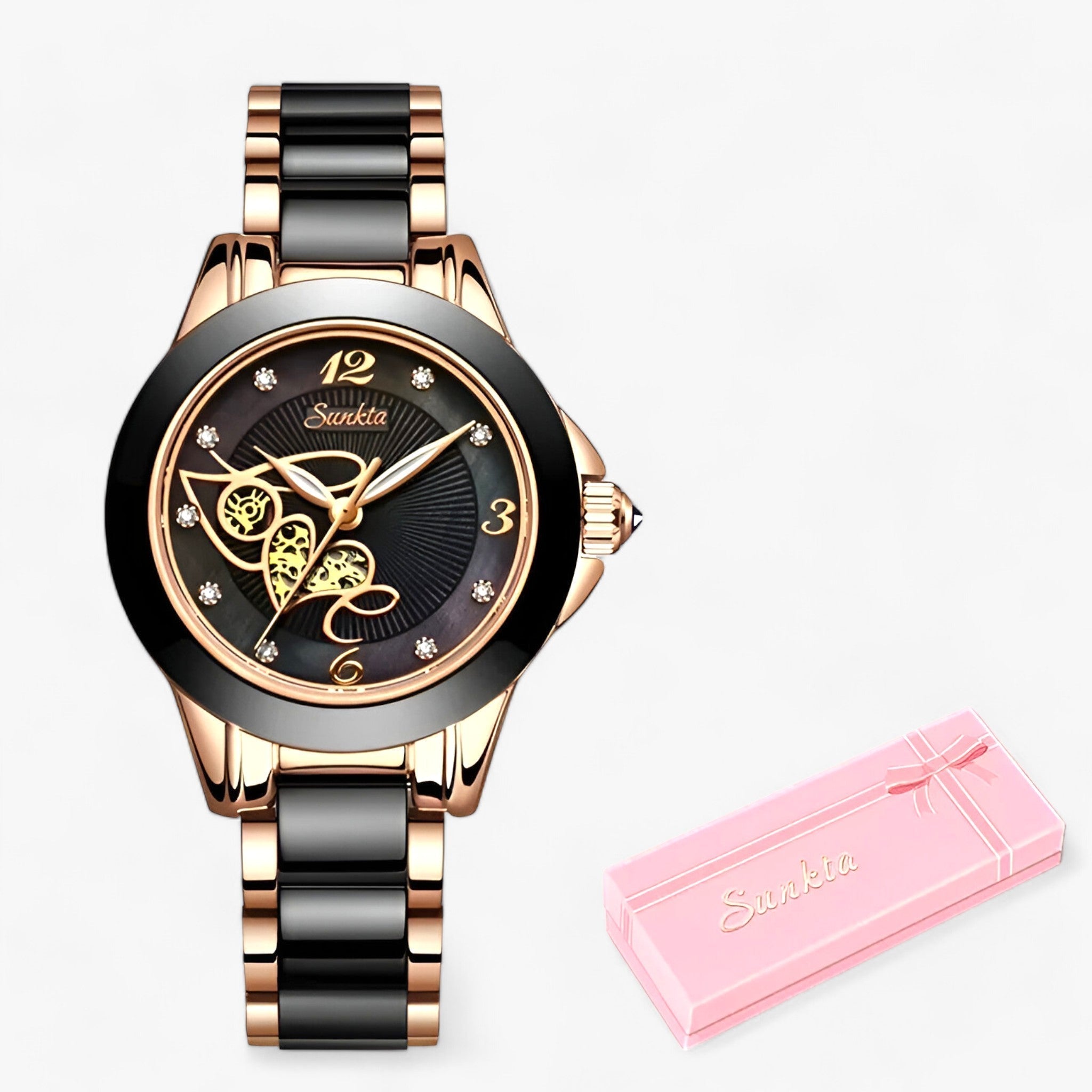 MIRABELLE | Keramikklokke - Tidløs skønhed og pålidelighed - Roséguld Blå Hjerte - watches - {{ product_tags }