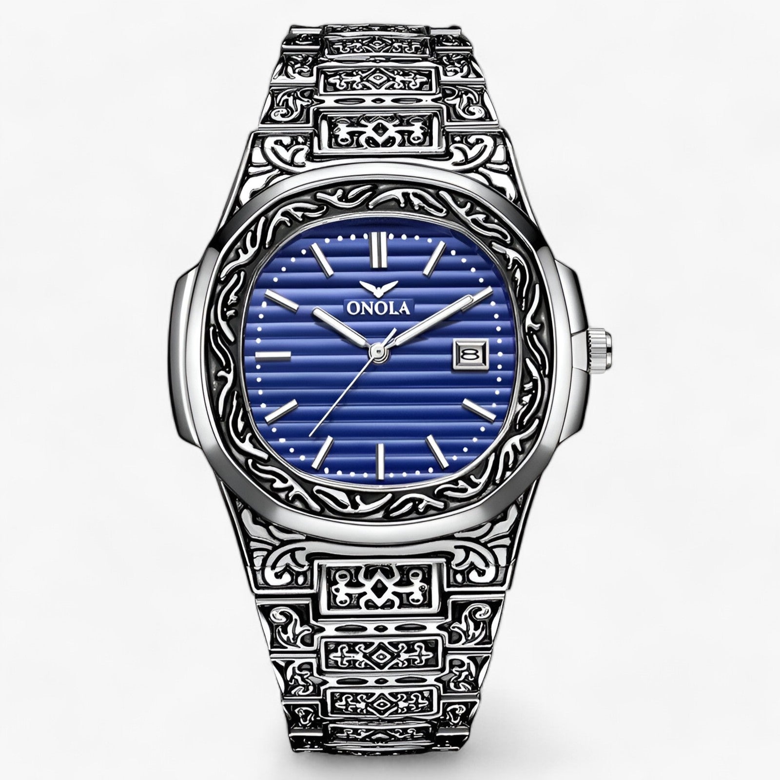 Onola | Armbåndsur - Vintage Charme & Moderne Pålidelighed - Sølv Blå - watches - {{ product_tags }