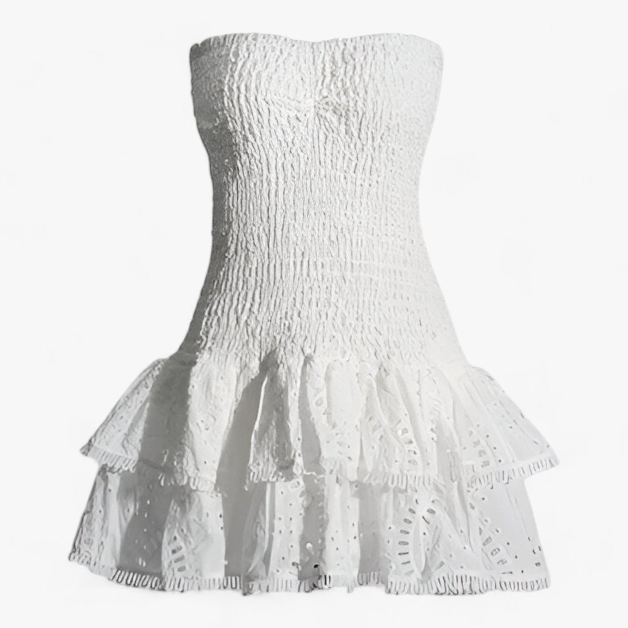 TWOTWINSTYLE | Afslappet kjole til kvinder - Stilfulde patchwork-kant for alsidig brug - Hvid - women's fashion - {{ product_tags }