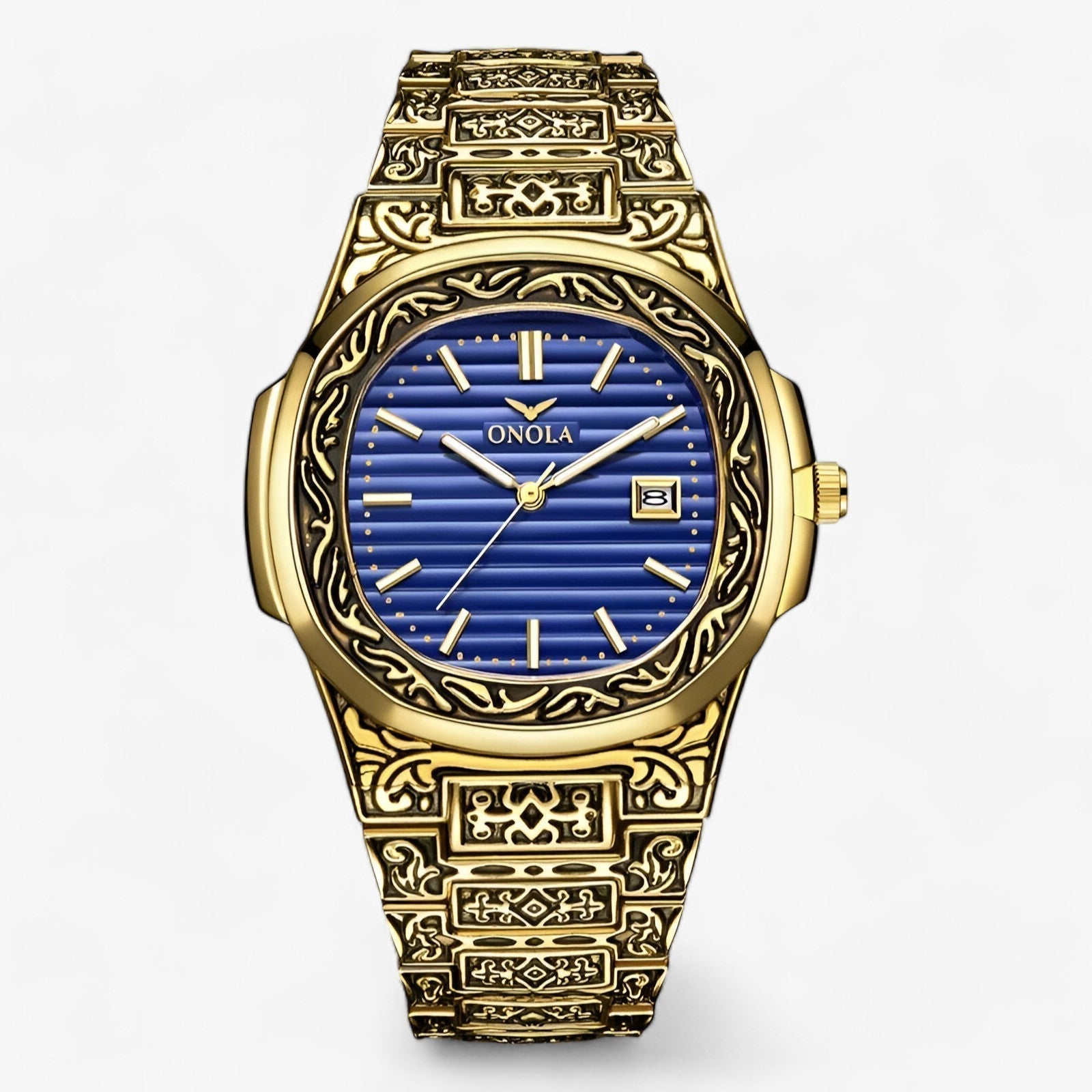 Onola | Armbåndsur - Vintage Charme & Moderne Pålidelighed - Guld Blå - watches - {{ product_tags }
