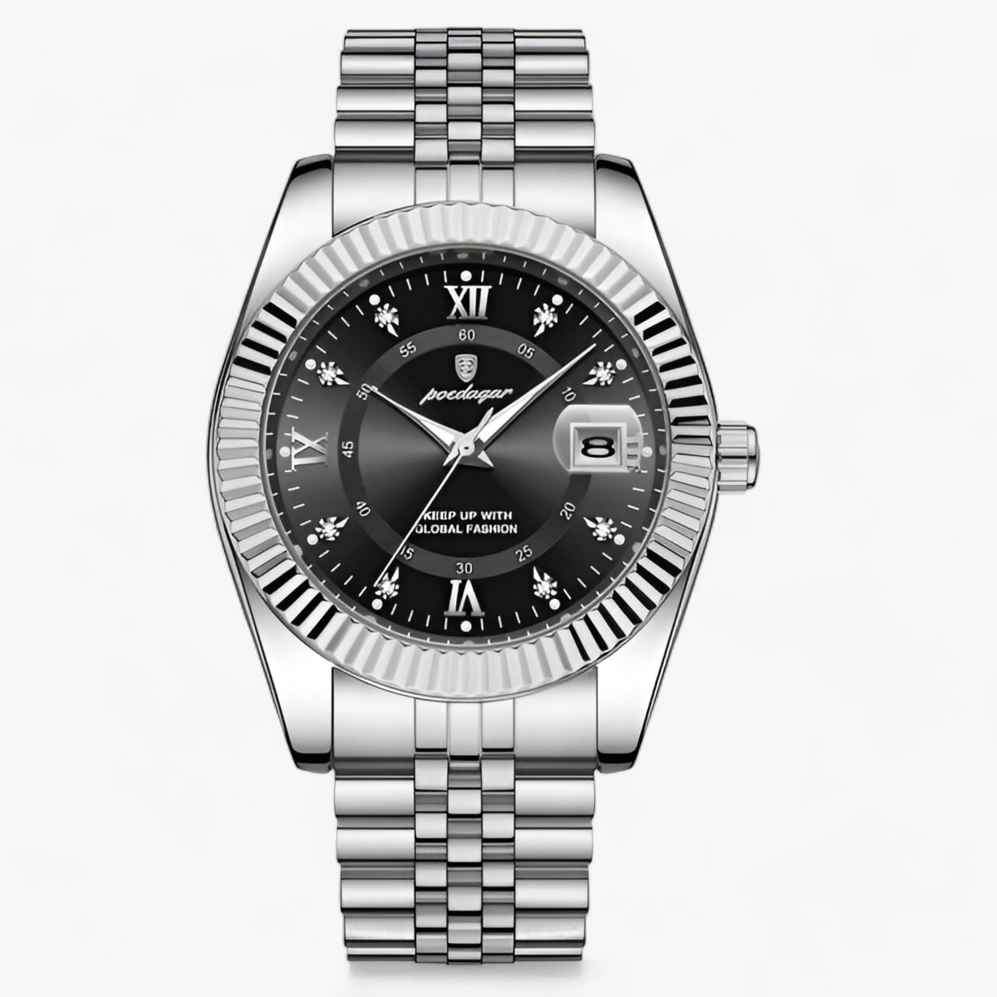 Everest | Elegant quartz-ur i rustfrit stål til mænd - Sølv Sort - watches - {{ product_tags }