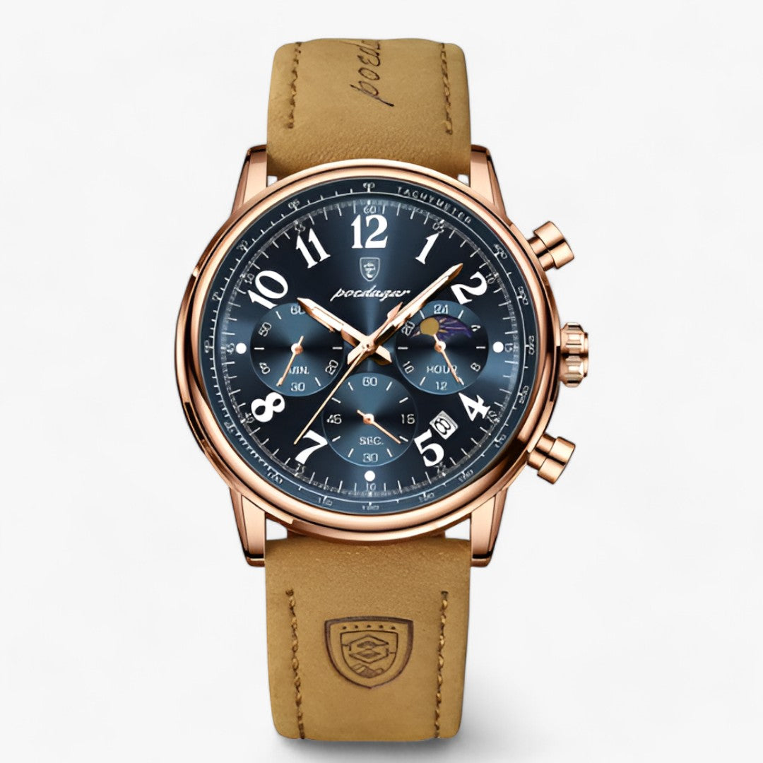 POEDAGAR | Luksuriøs Militær-Sportur - Vandtæt & Luminøs - Roséguld Blå - watches - {{ product_tags }