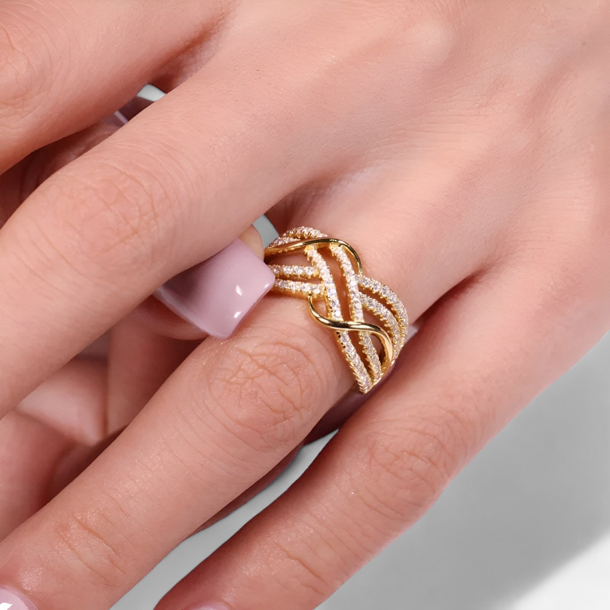Emilia | Gyldne korsringe - Elegant flere bånd design - - other - {{ product_tags }