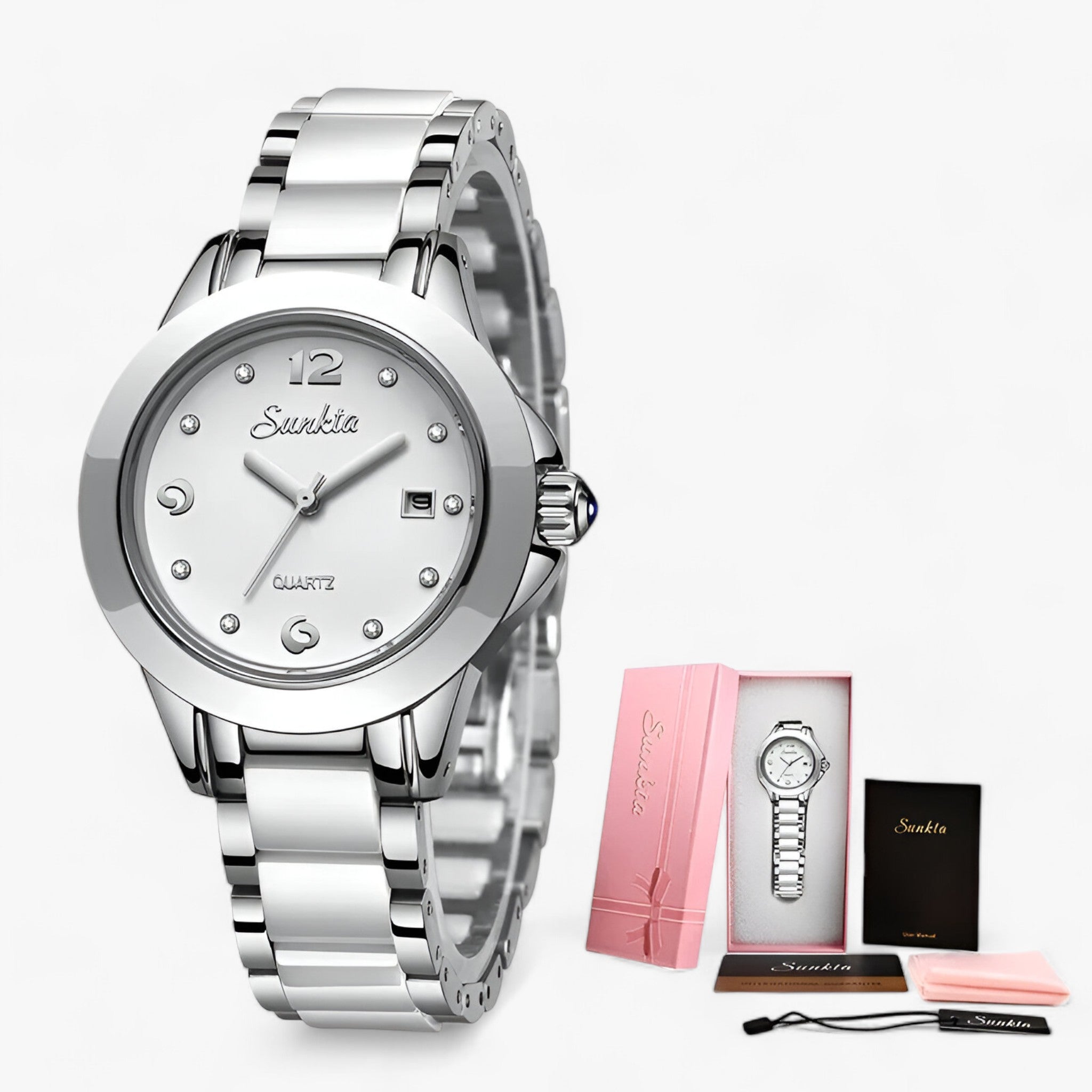 MIRABELLE | Keramikklokke - Tidløs skønhed og pålidelighed - Sølv Hvid - watches - {{ product_tags }