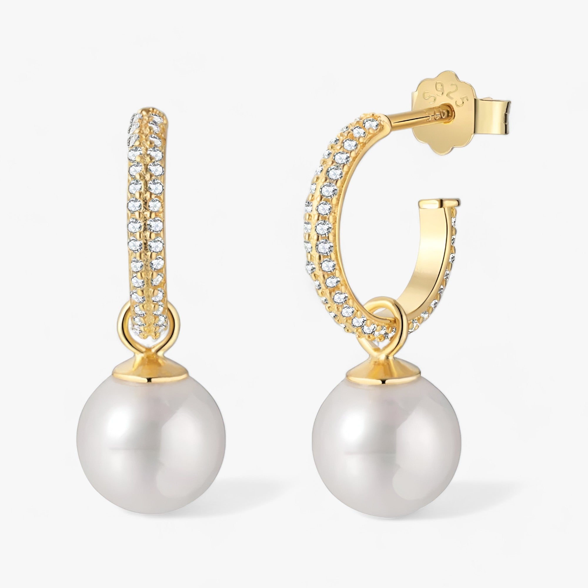 Zirkon | Elegante perleøreringe - Krævende glans - Guld - women's fashion - {{ product_tags }