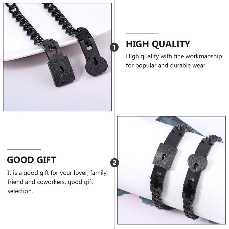 Armbåndssæt med Lås og Nøgle til Par - Rustfrit Stål - - Bracelets - {{ product_tags }