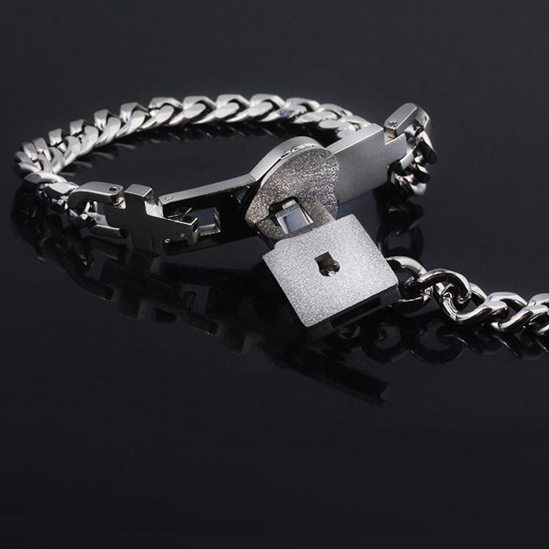 Armbåndssæt med Lås og Nøgle til Par - Rustfrit Stål - - Bracelets - {{ product_tags }