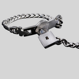 Bracelet Set with Lock and Key for Couples - Stainless Steel