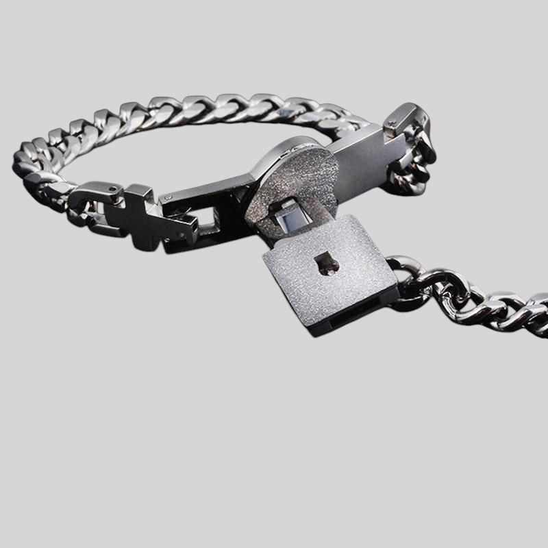 Bracelet Set with Lock and Key for Couples - Stainless Steel
