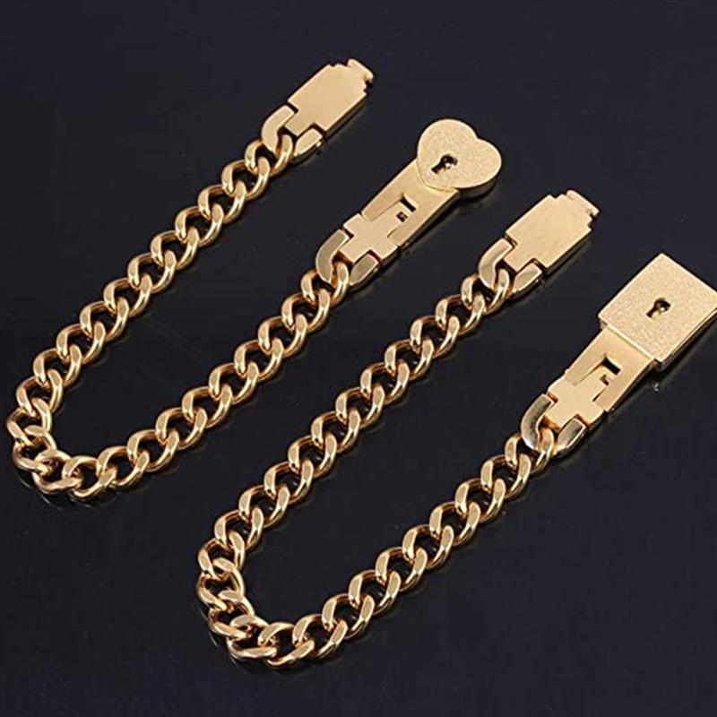 Armbåndssæt med Lås og Nøgle til Par - Rustfrit Stål - - Bracelets - {{ product_tags }