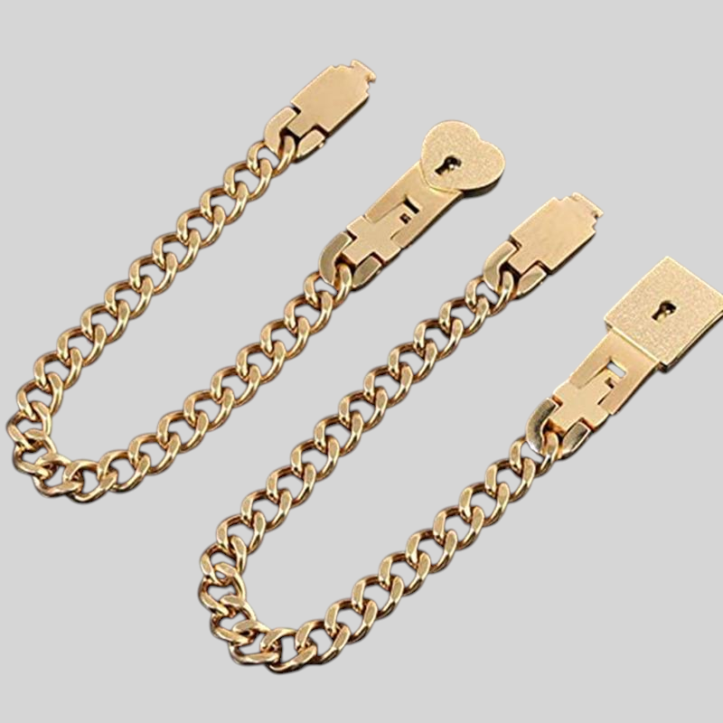 Armbåndssæt med Lås og Nøgle til Par - Rustfrit Stål - - Bracelets