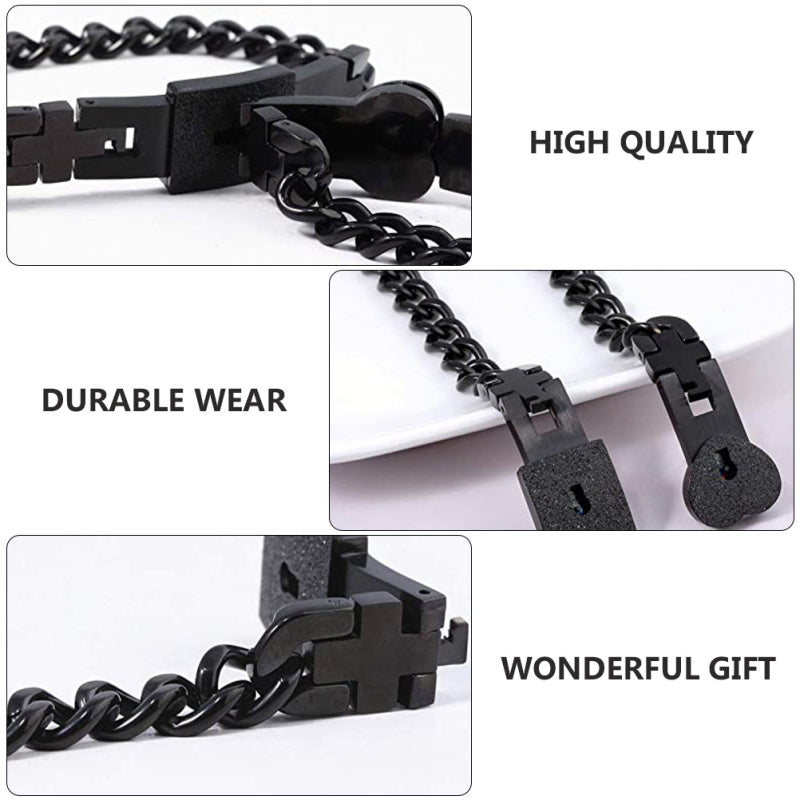 Armbåndssæt med Lås og Nøgle til Par - Rustfrit Stål - - Bracelets - {{ product_tags }