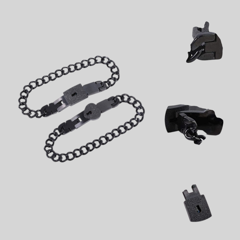 Armbåndssæt med Lås og Nøgle til Par - Rustfrit Stål - - Bracelets