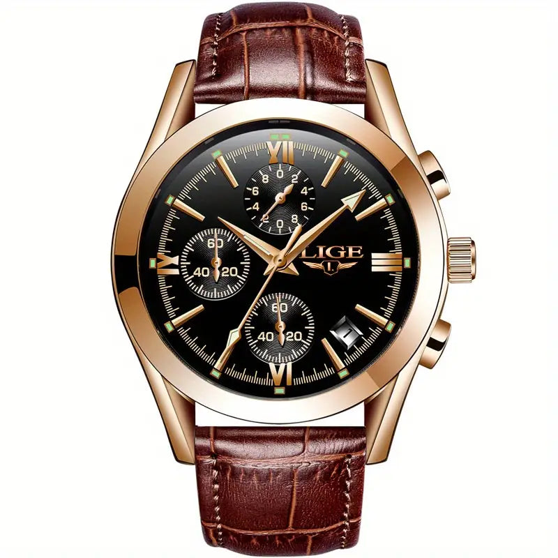 QuartzWatch™ - luksuriøst militærur - Rose Guld Sort - watches - {{ product_tags }