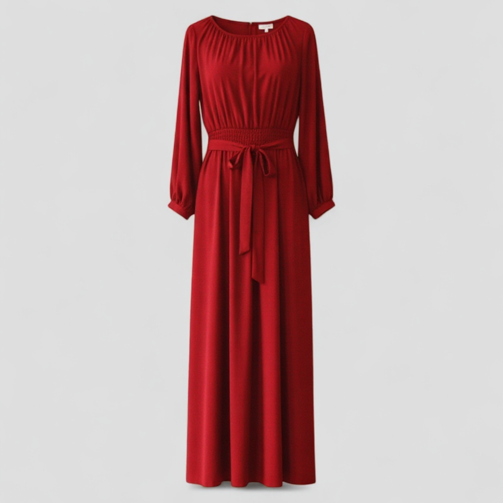 Clara | Elegant Maxikjole med bælte - Rød - Clara | Elegant Maxikjole med bælte- €25 - {{ product_tags }