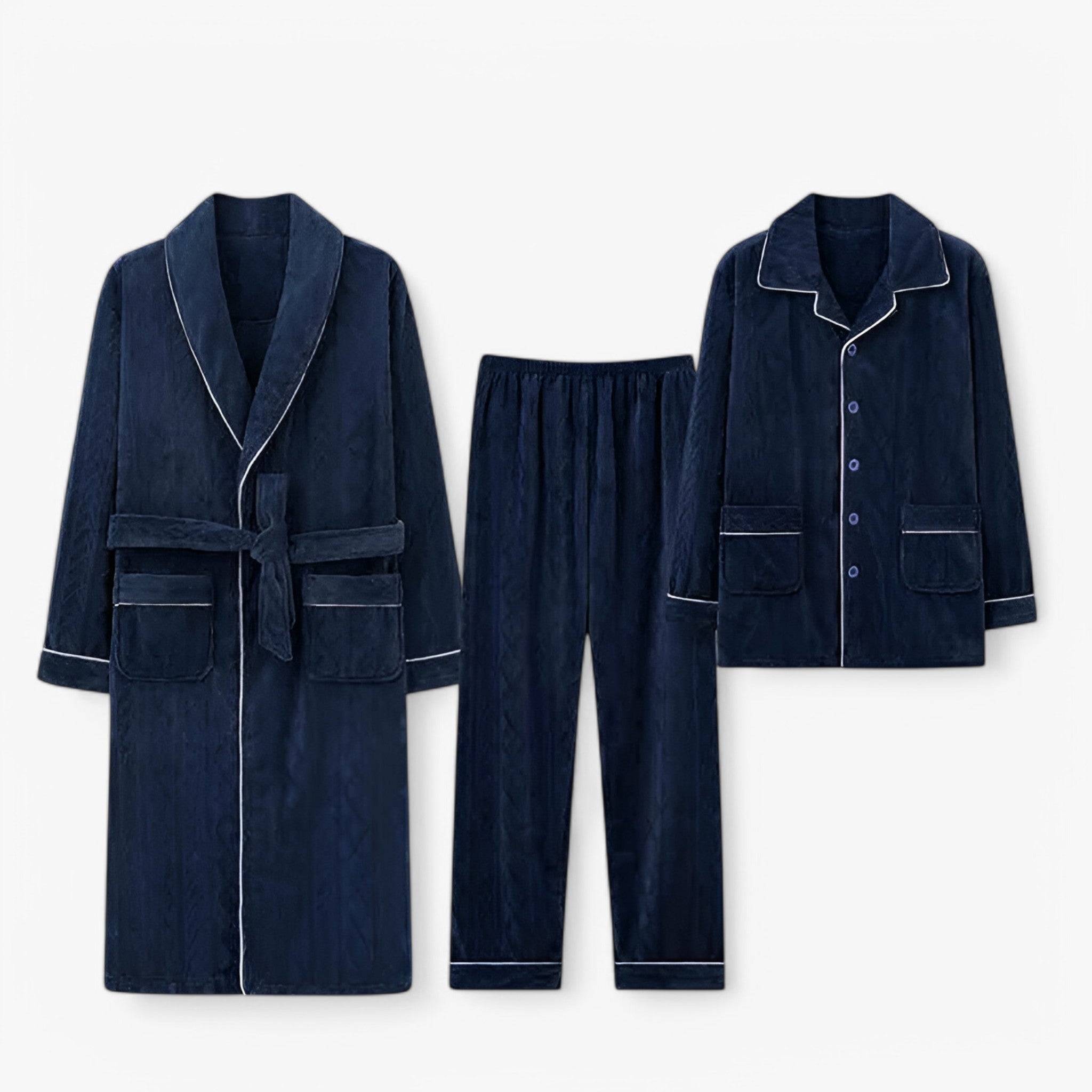 Isabella | Velvet Touch Loungewear Sæt - Mørkeblå - women's fashion - {{ product_tags }