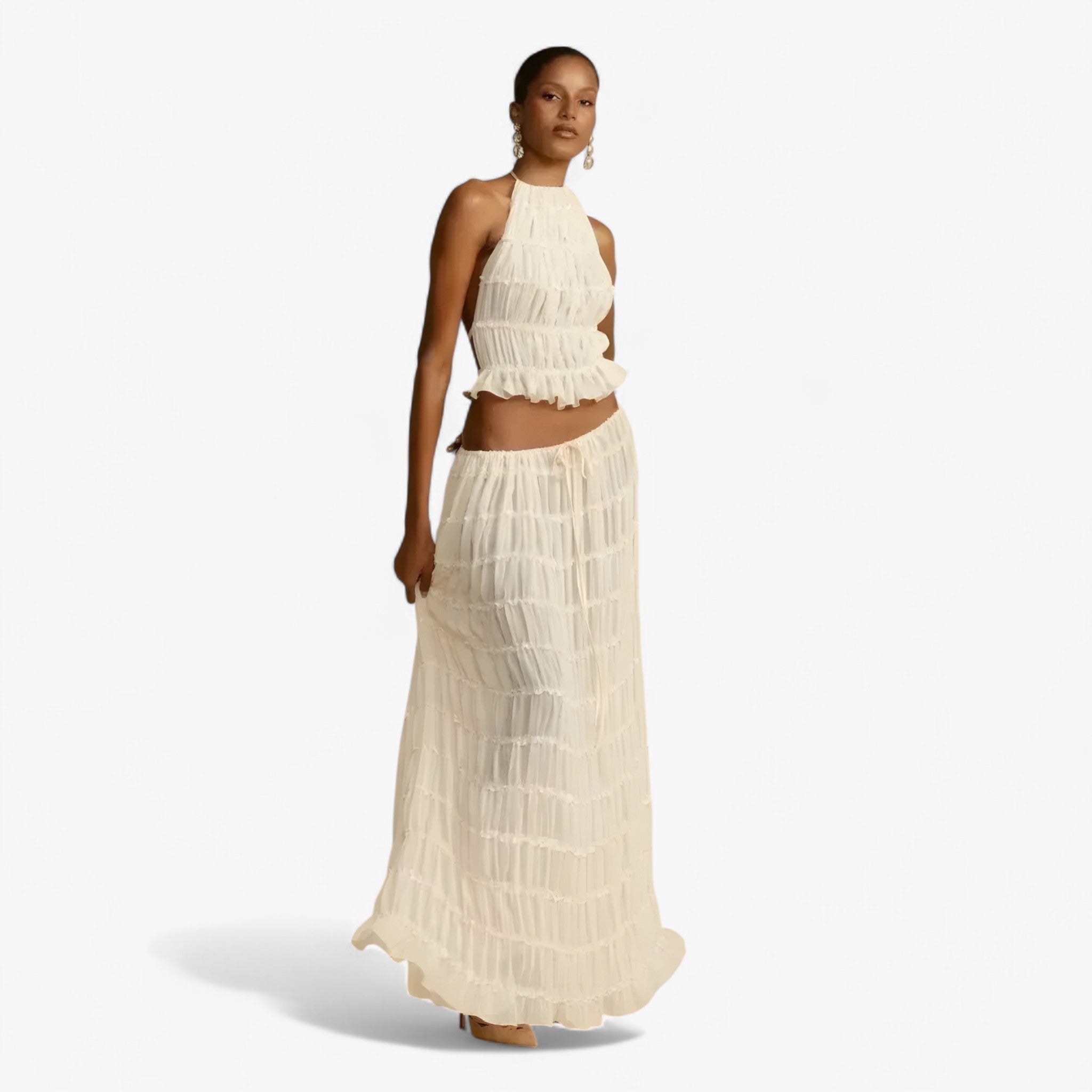Freya - Sæt plisseret uden ryg - Hvid - women's fashion - {{ product_tags }