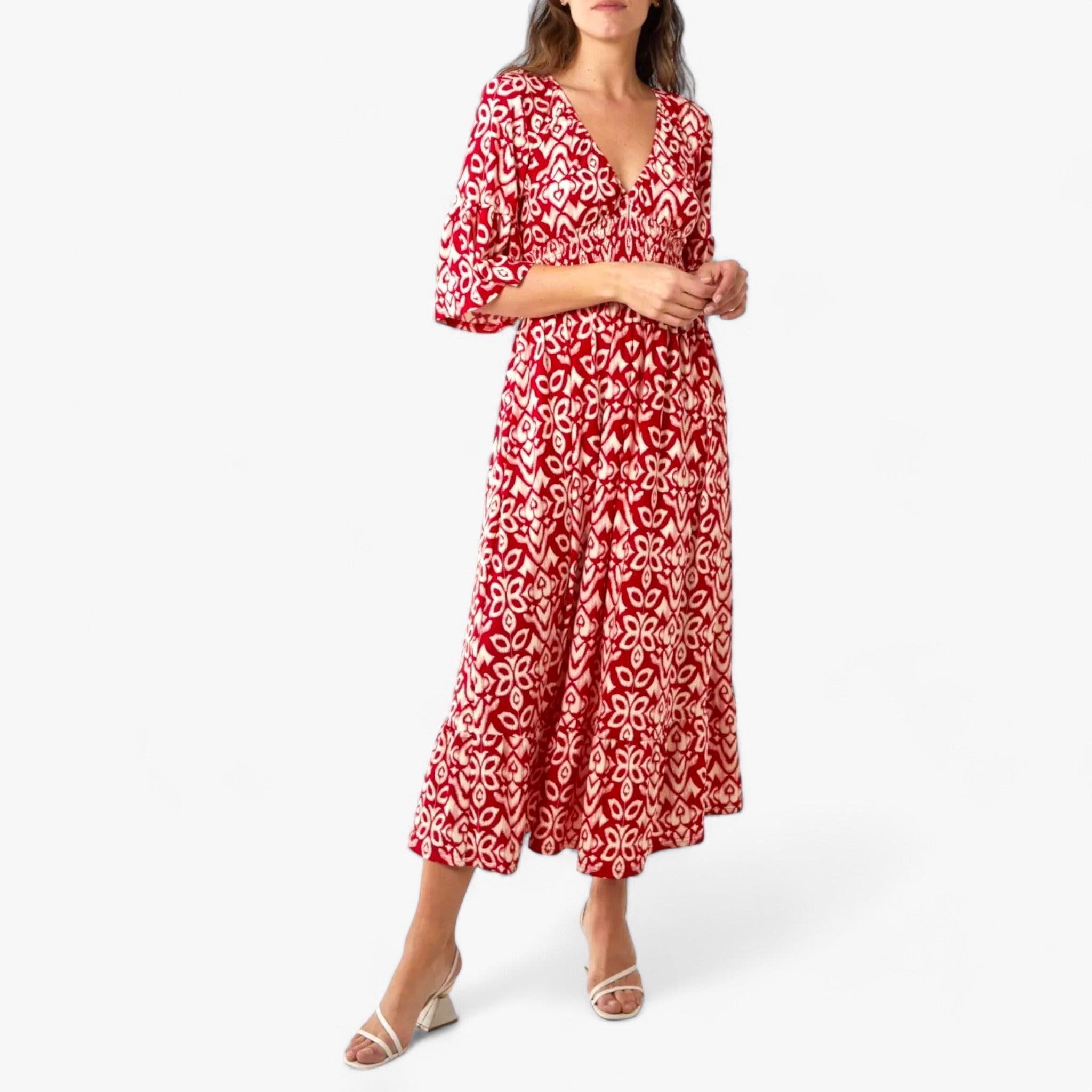 Flora | Stort blomstret V-halskjole - Perfekt til strandferier - - women's fashion - {{ product_tags }