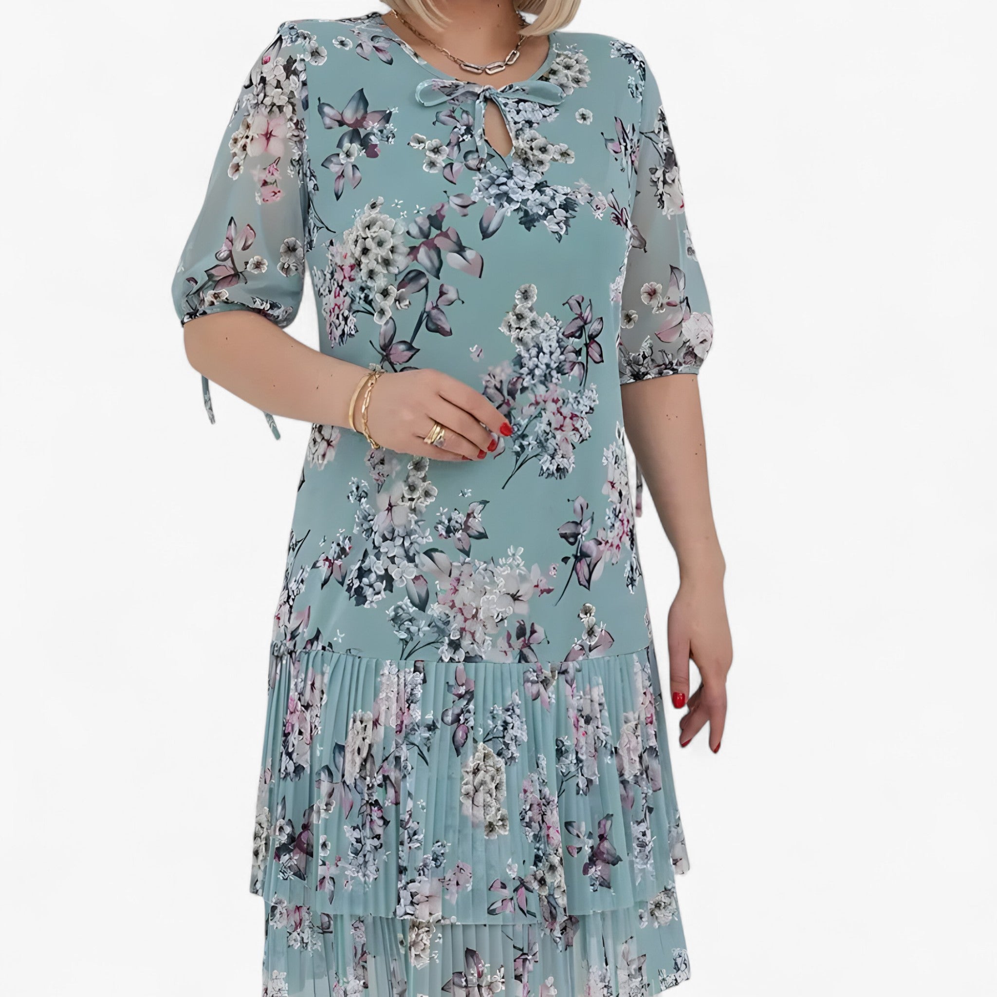 Lucie | Kvinders Plisseret Lang Kjole - Grøn - women's fashion - {{ product_tags }