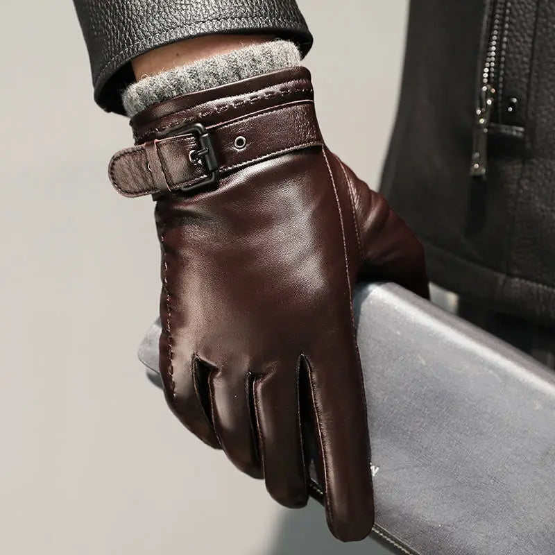 Herre Laederhandsker med Cashmere-For og Touchscreen-Funktion - Brun - Gloves - {{ product_tags }