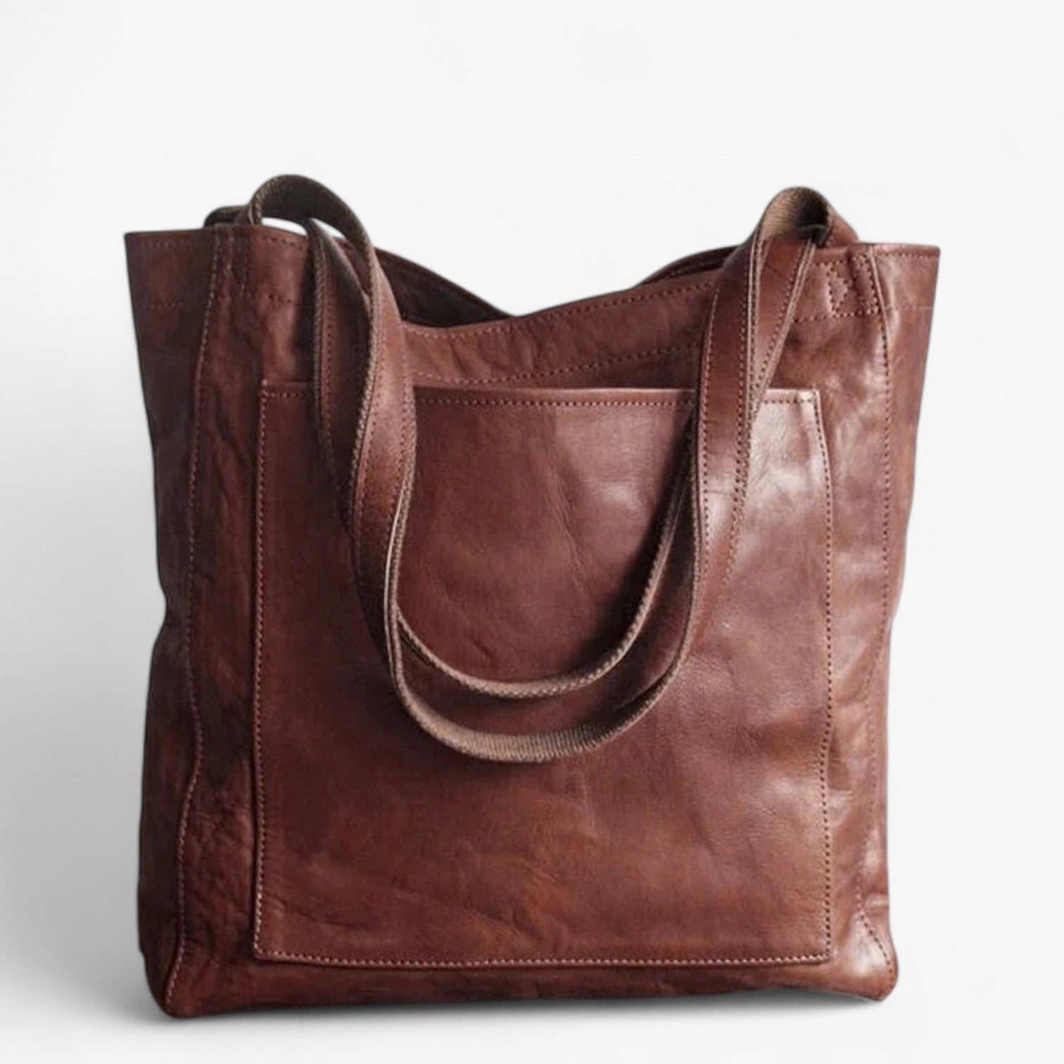 Nova - Lederen håndtas med trykknaplukning og ekstra plads - Mørkebrun - bags - {{ product_tags }