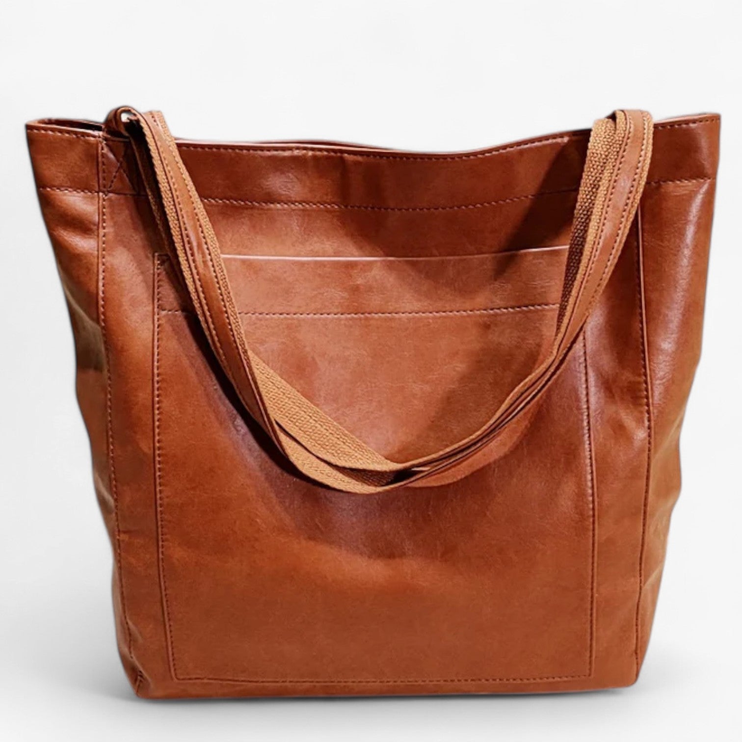 Nova - Lederen håndtas med trykknaplukning og ekstra plads - Brun (Begrænset lager) - bags - {{ product_tags }