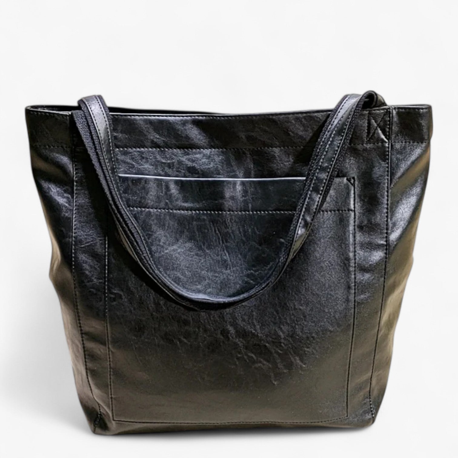 Nova - Lederen håndtas med trykknaplukning og ekstra plads - Sort - bags - {{ product_tags }