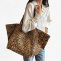 Savannah - stor oversize taske i lærred med leopardprint