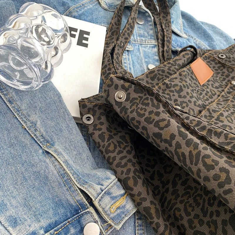 Savannah - stor oversize taske i lærred med leopardprint - - bags - {{ product_tags }