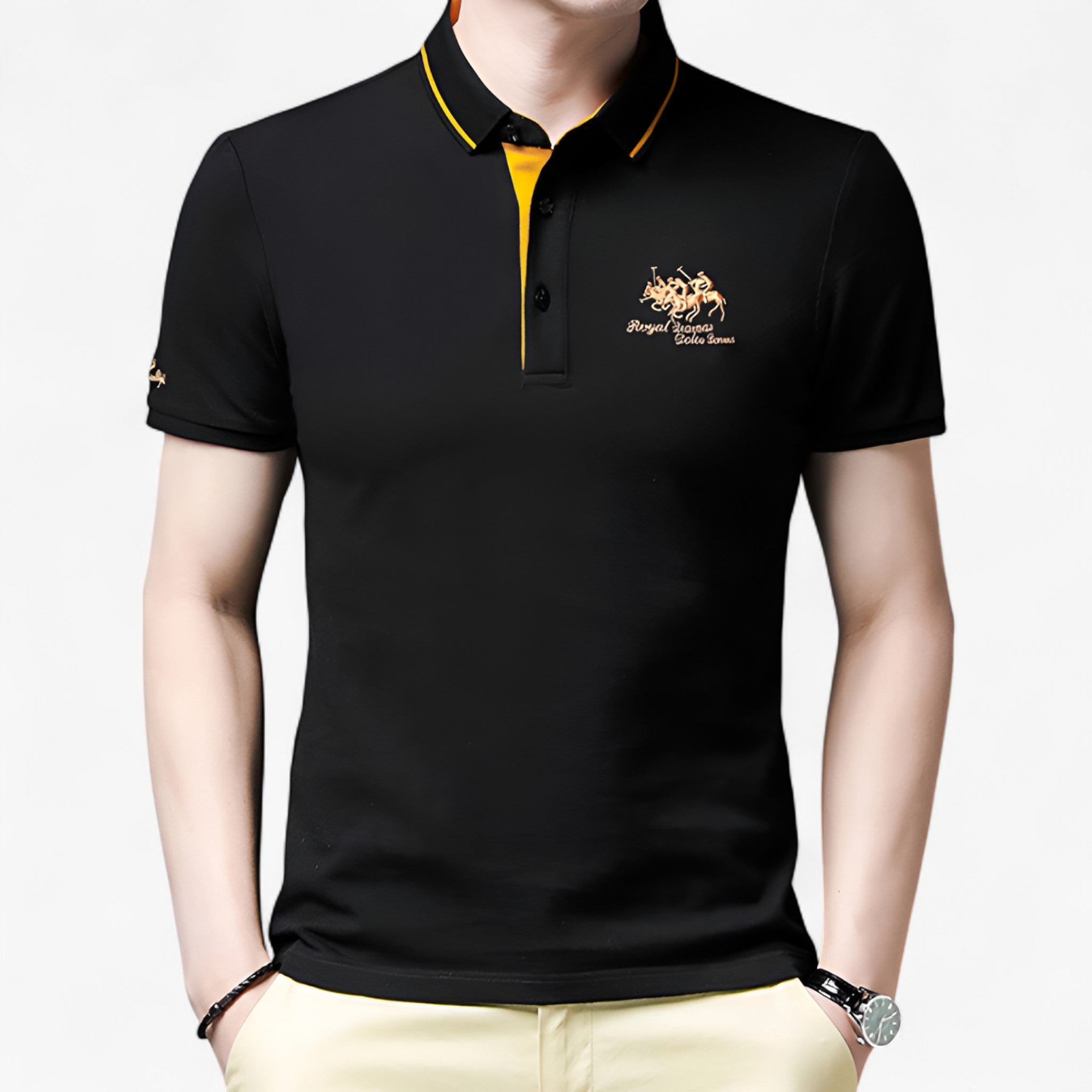 Anja | Ensfarvet Polyester Mand Poloshirt – Almindelig pasform, forskellige størrelser og farver - - Men's Top Clothes - {{ product_tags }