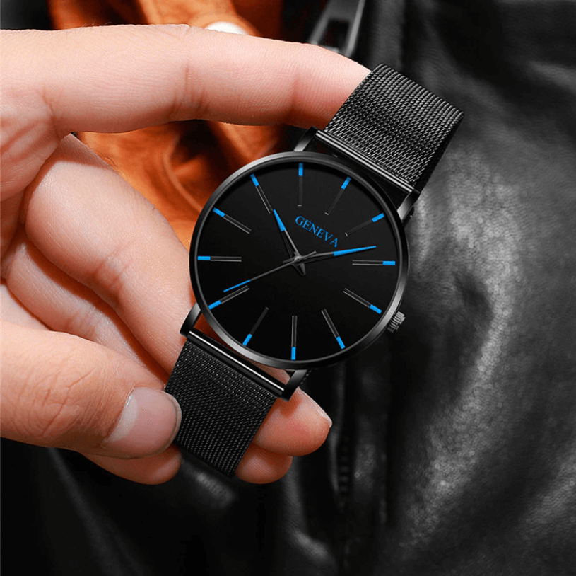 Alberte | Herrer Ur Sort Ultra-Thin Quartz - Stilfuldt Business Armbåndsur med læderrem - - watches - {{ product_tags }