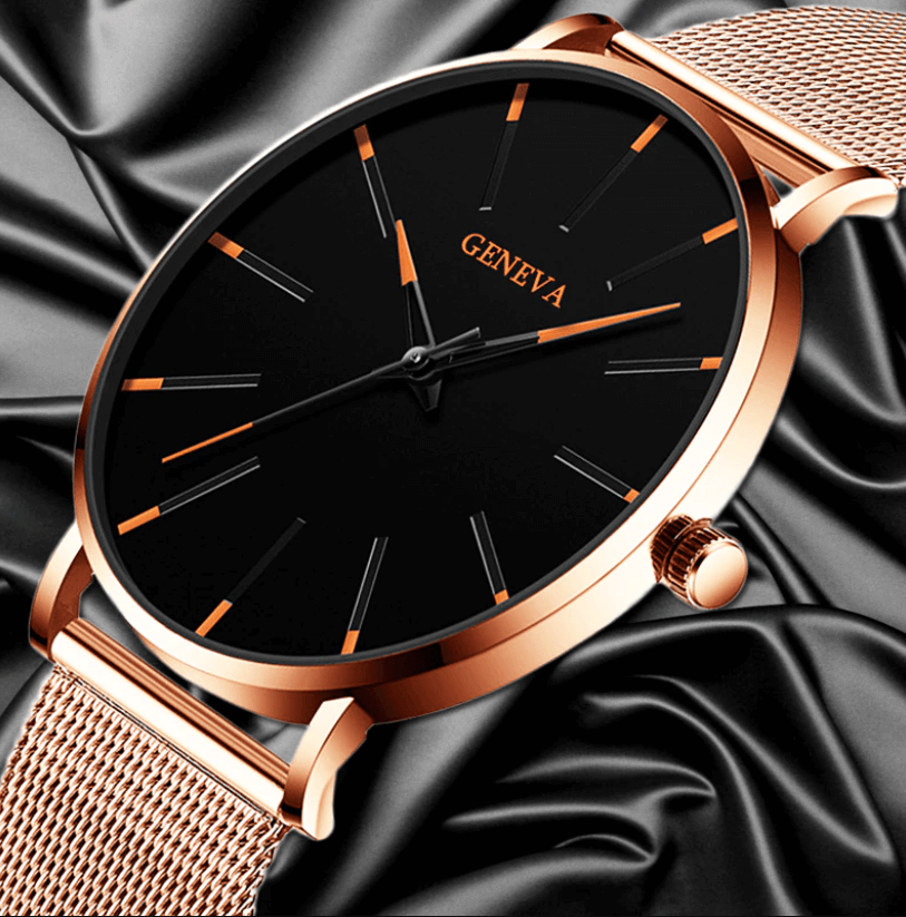 Alberte | Herrer Ur Sort Ultra-Thin Quartz - Stilfuldt Business Armbåndsur med læderrem - - watches - {{ product_tags }