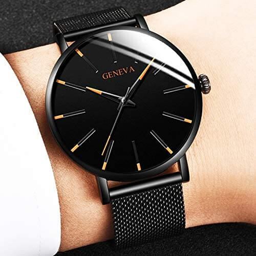 Alberte | Herrer Ur Sort Ultra-Thin Quartz - Stilfuldt Business Armbåndsur med læderrem - - watches - {{ product_tags }