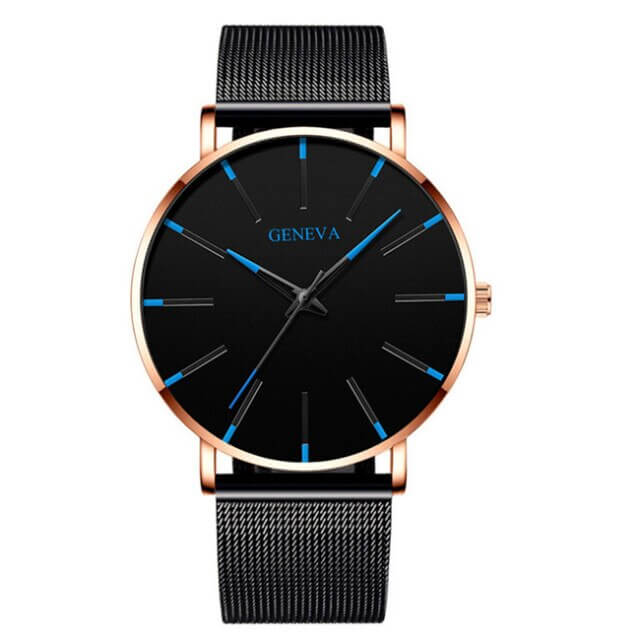 Alberte | Herrer Ur Sort Ultra-Thin Quartz - Stilfuldt Business Armbåndsur med læderrem - - watches - {{ product_tags }
