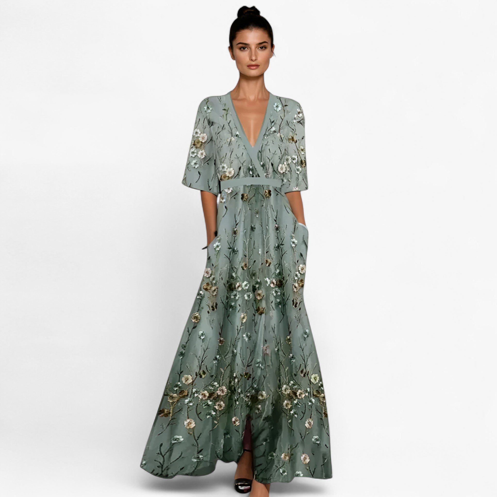 Sereya | Lang Blomstret Kjole – Svævende Elegance til Enhver Anledning - 2XL - Sereya | Lang Blomstret Kjole – Svævende Elegance til Enhver Anledning- €25 - {{ product_tags }