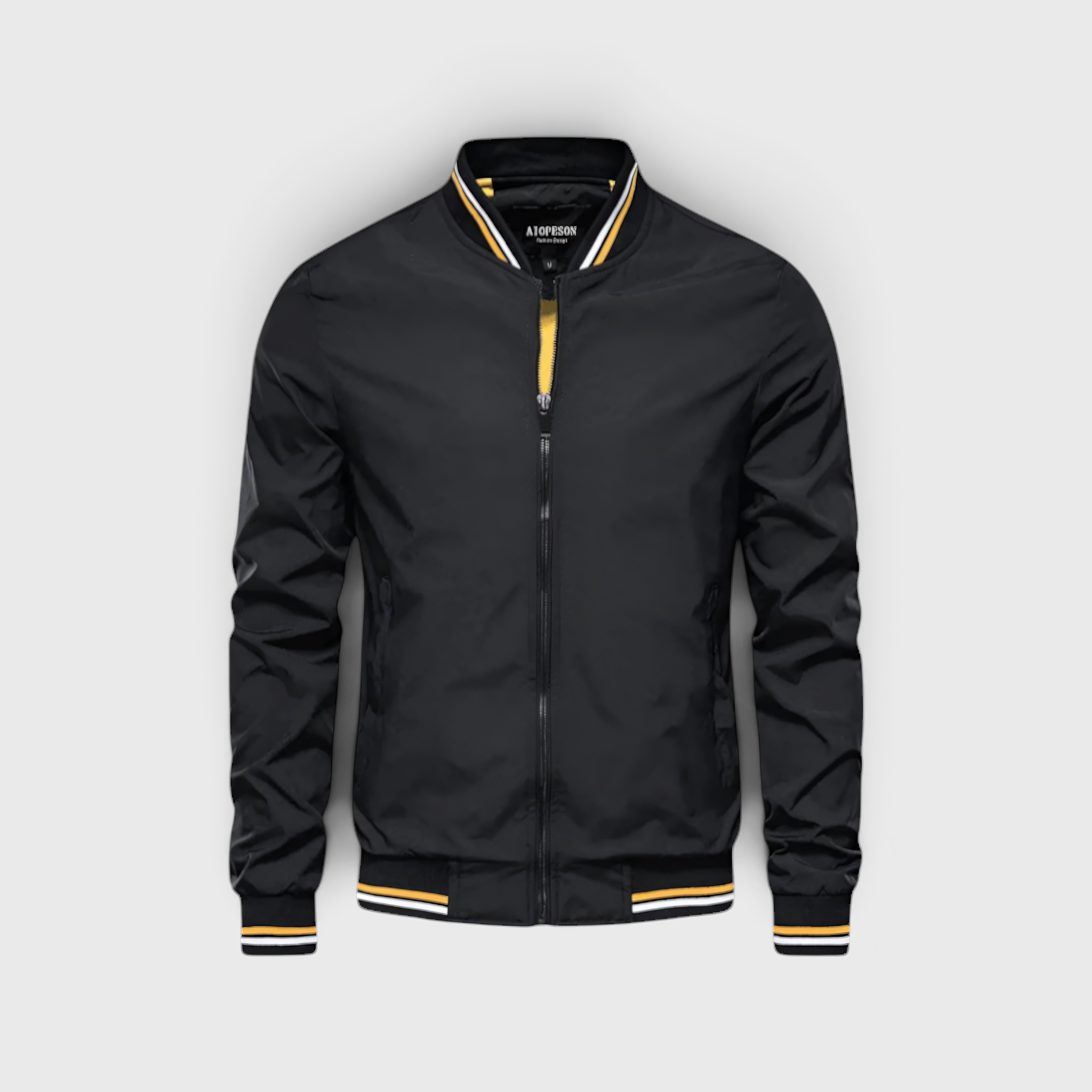 Mænds Bomberjakke - Afslappet, Vandafvisende med Høj Krave - Sort - AS - Mens - Bomber Jacket - {{ product_tags }