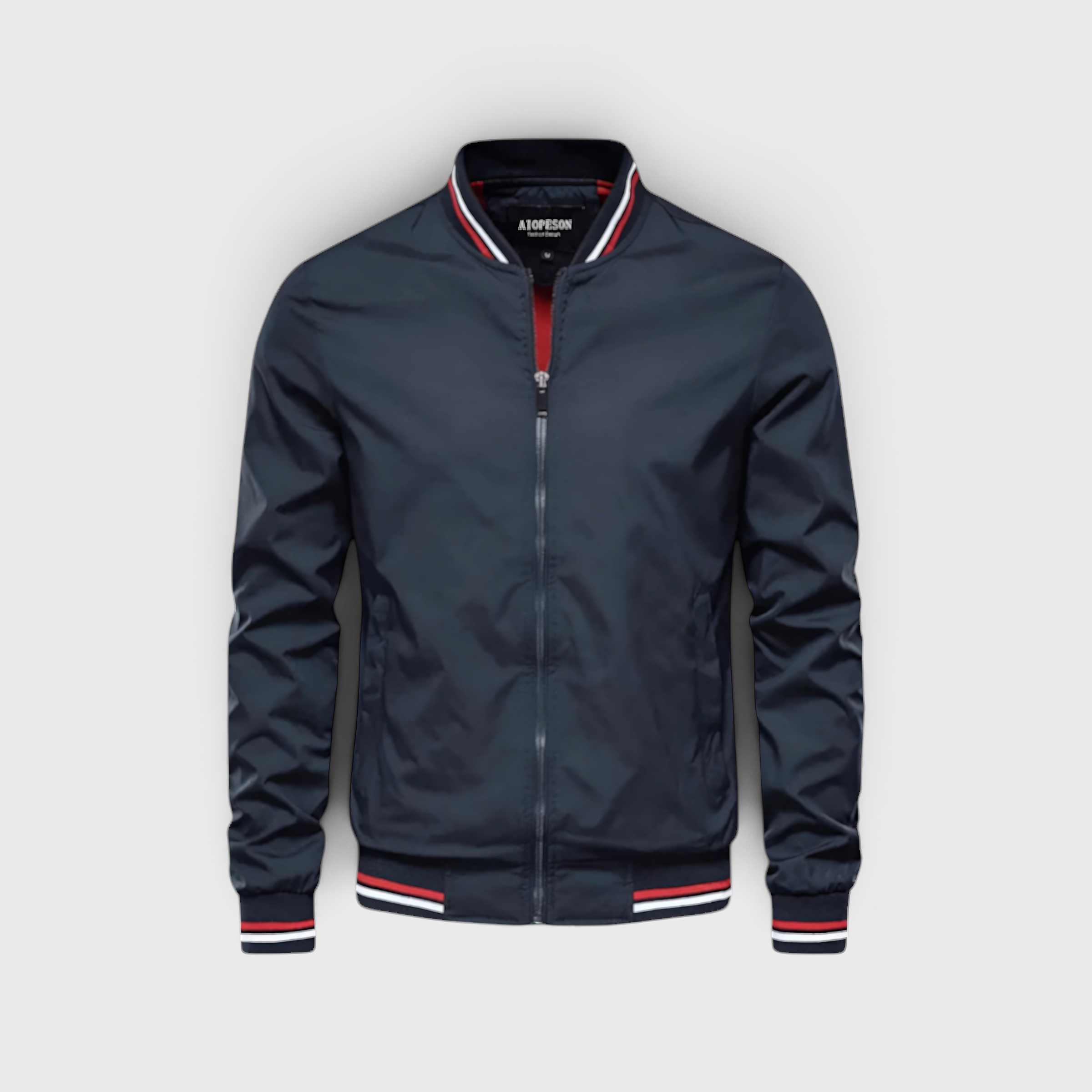 Mænds Bomberjakke - Afslappet, Vandafvisende med Høj Krave - Marineblå - AS - Mens - Bomber Jacket - {{ product_tags }